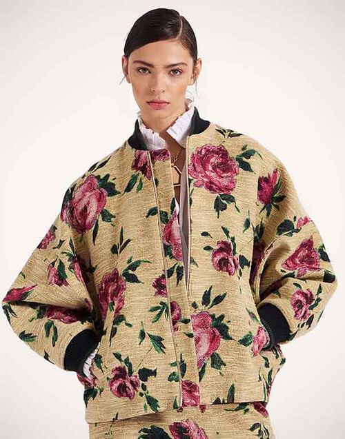 La DoubleJ Brooklyn Bomber Roses Light Beige JAC0128COT069ROS06BR01