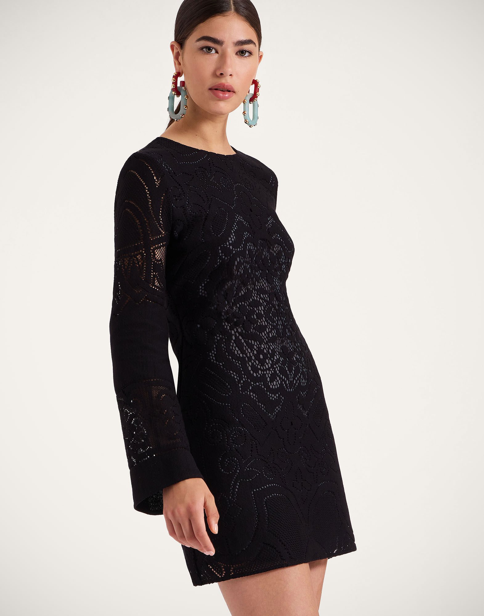 La DoubleJ Lacey Mini Supreme Swing Dress Solid Black DRE0801EMB064SOLIDBL01