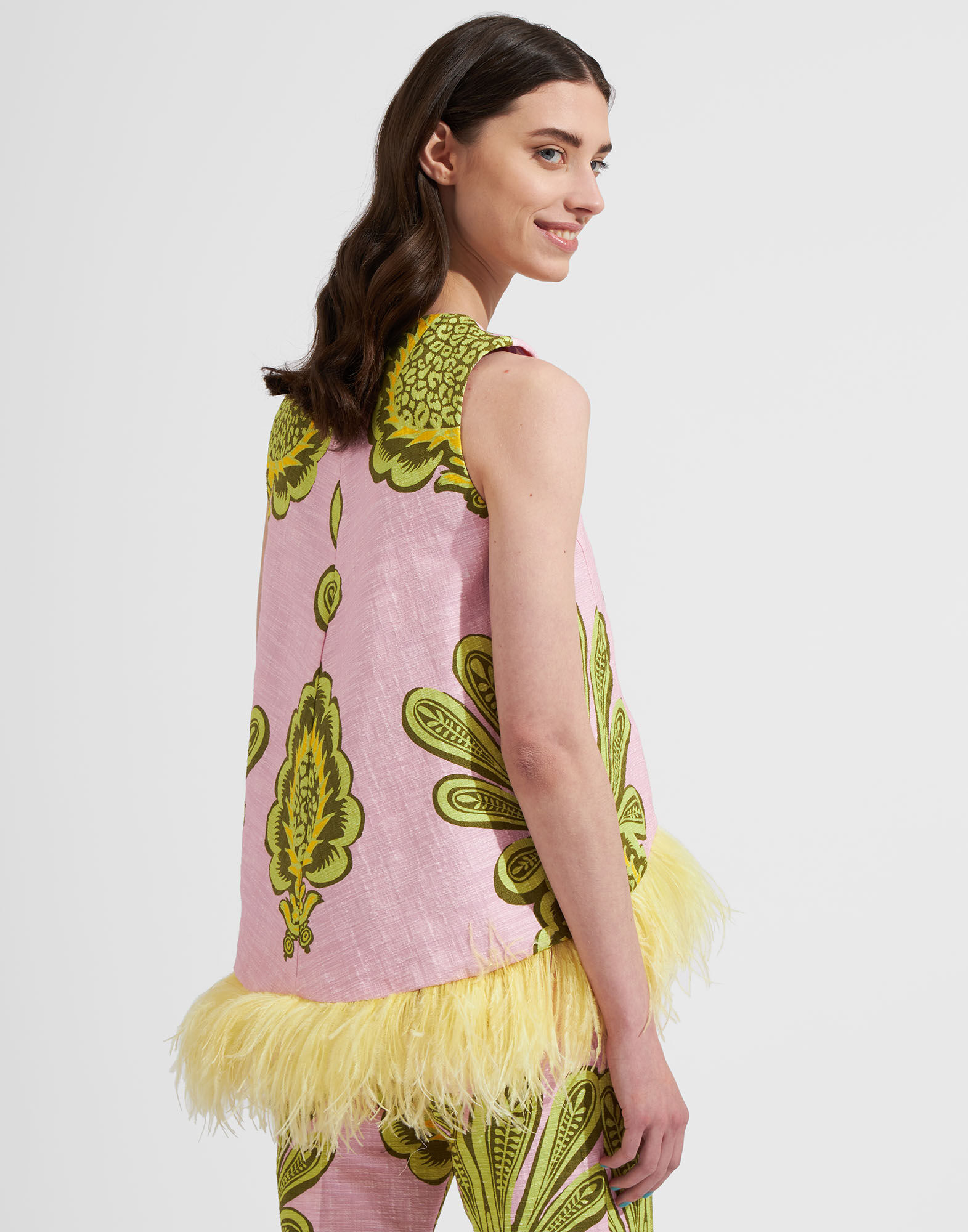 La DoubleJ La Scala Top (With Feathers) Big Pineapple Pink TOP0013COT005PNP01PI01