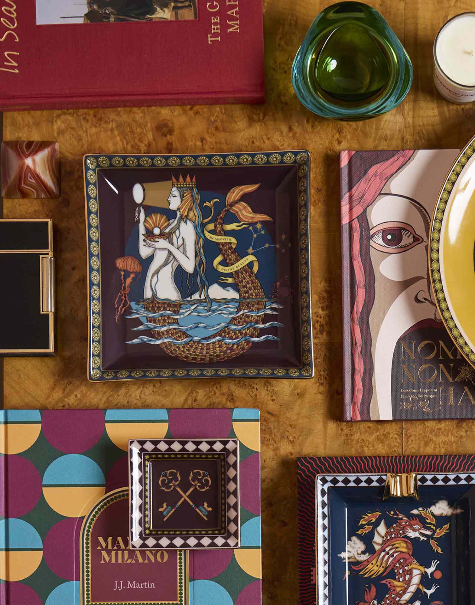 La DoubleJ Trinket Tray The Mermaid Bordeaux TRI0007CER001MRM01RE02