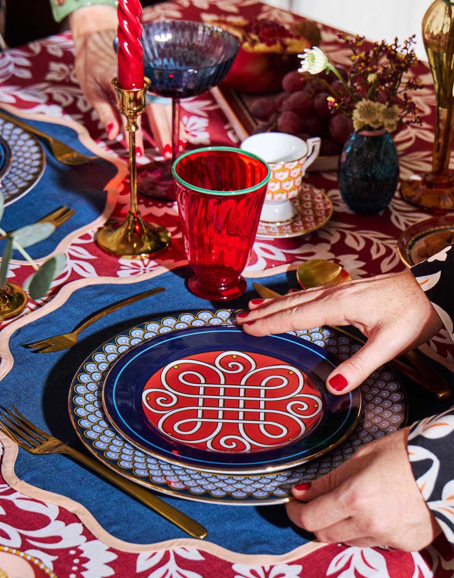 La DoubleJ Cloud Placemat Set Of 2 Rainbow Navy TBM0003LIN006RAI0031