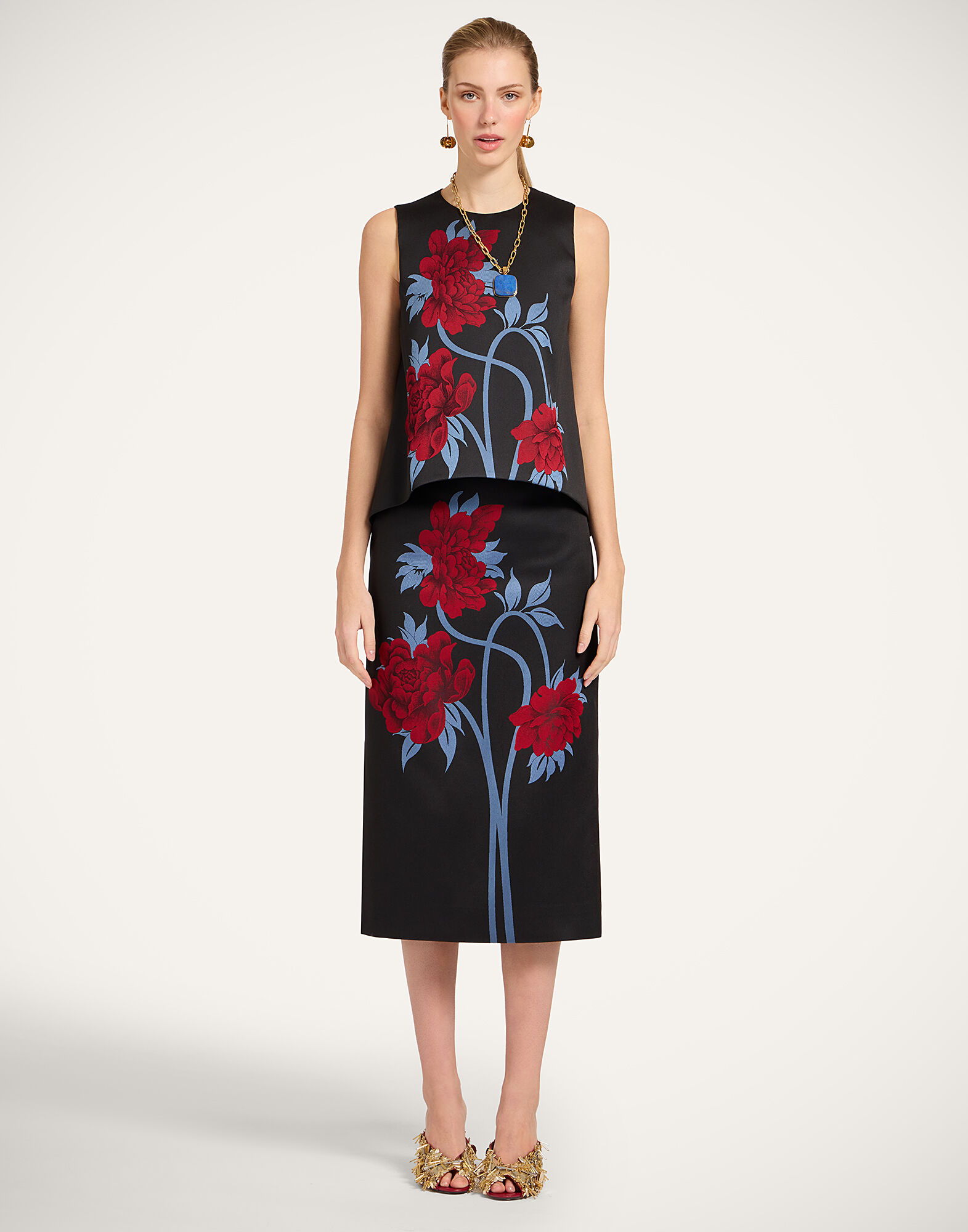 La DoubleJ La Scala Top Peonies Blue TOP0016JCQ135PEO08BU03