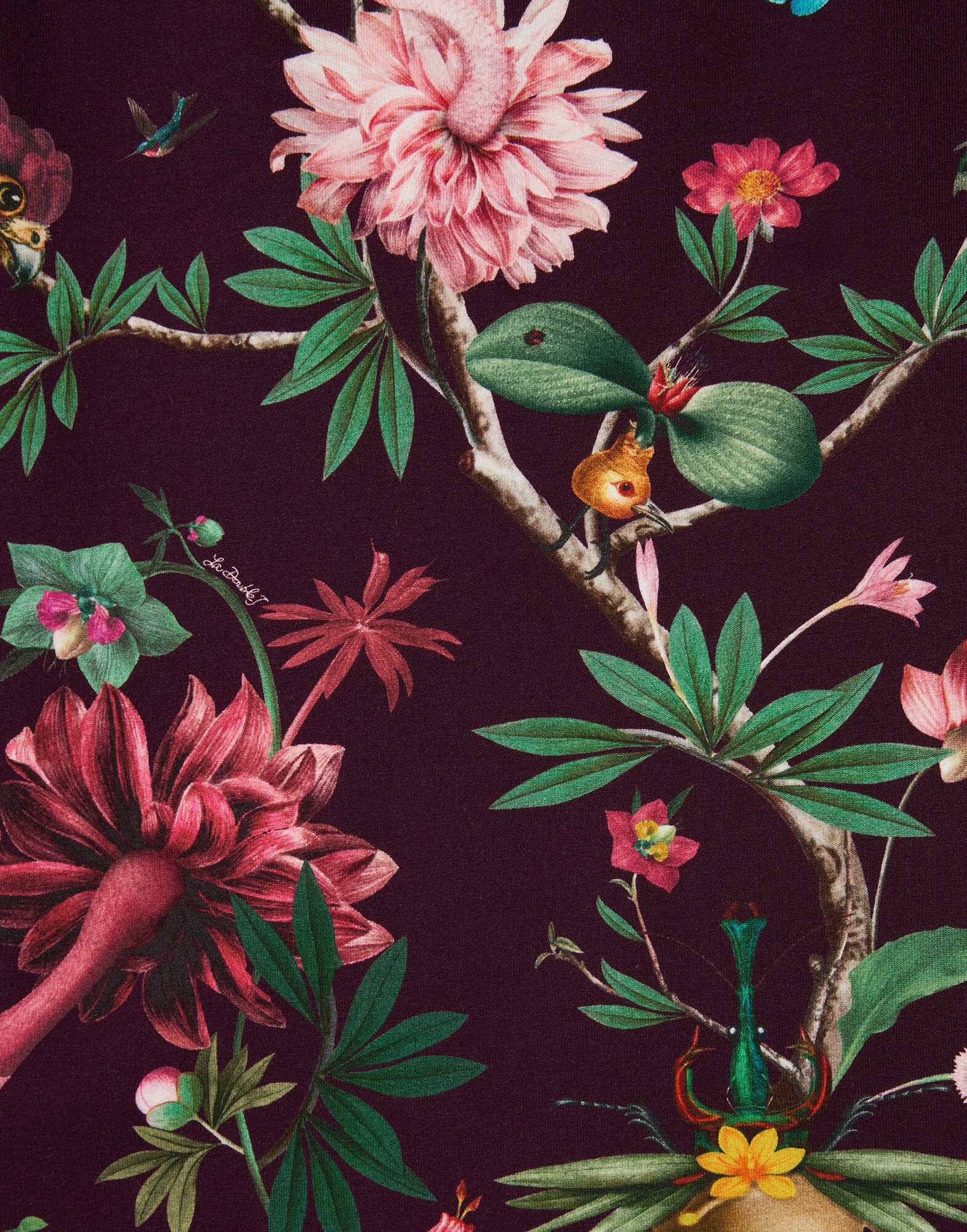 La DoubleJ Meditation Poncho Zooflora Burgundy TOP0055JER020ZOF02RE02