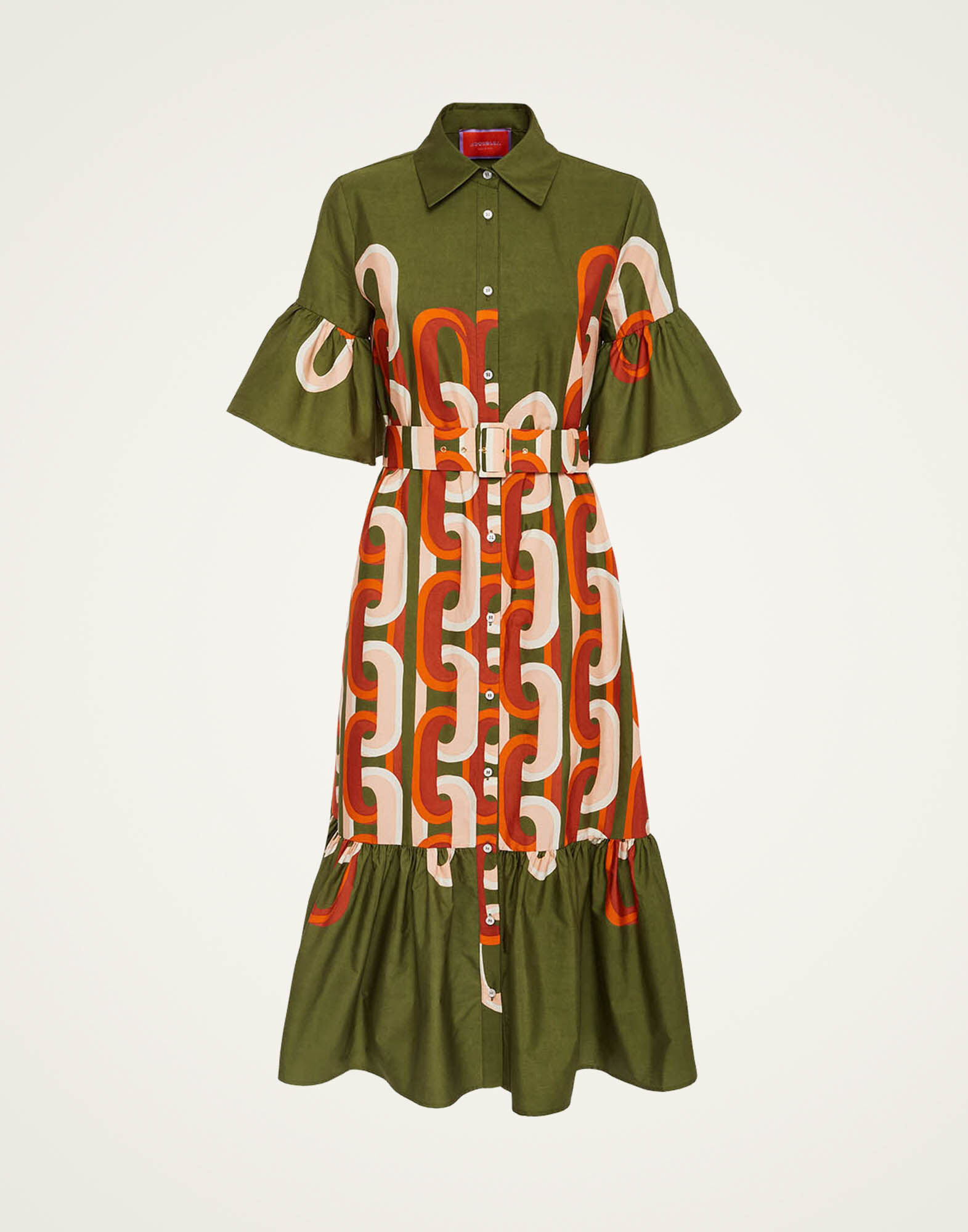 La DoubleJ Choux Midi Dress Prometheus Plac&eacute;e Camouflage DRE0733COT039EUS02GR08