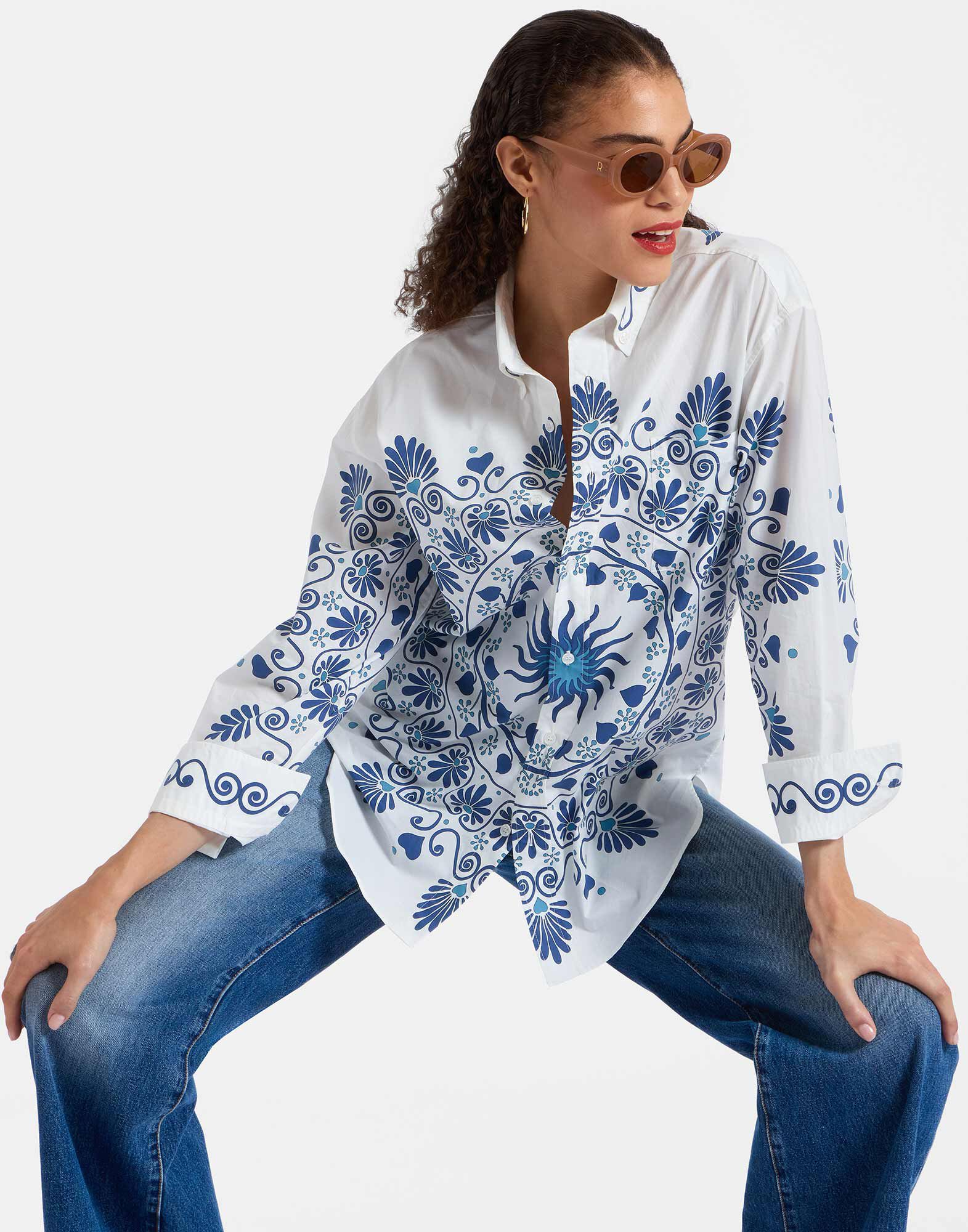 La DoubleJ Better Than Your Boyfriend's Shirt Olympus Plac&eacute;e Cream SHI0092COT015OLY01WH03