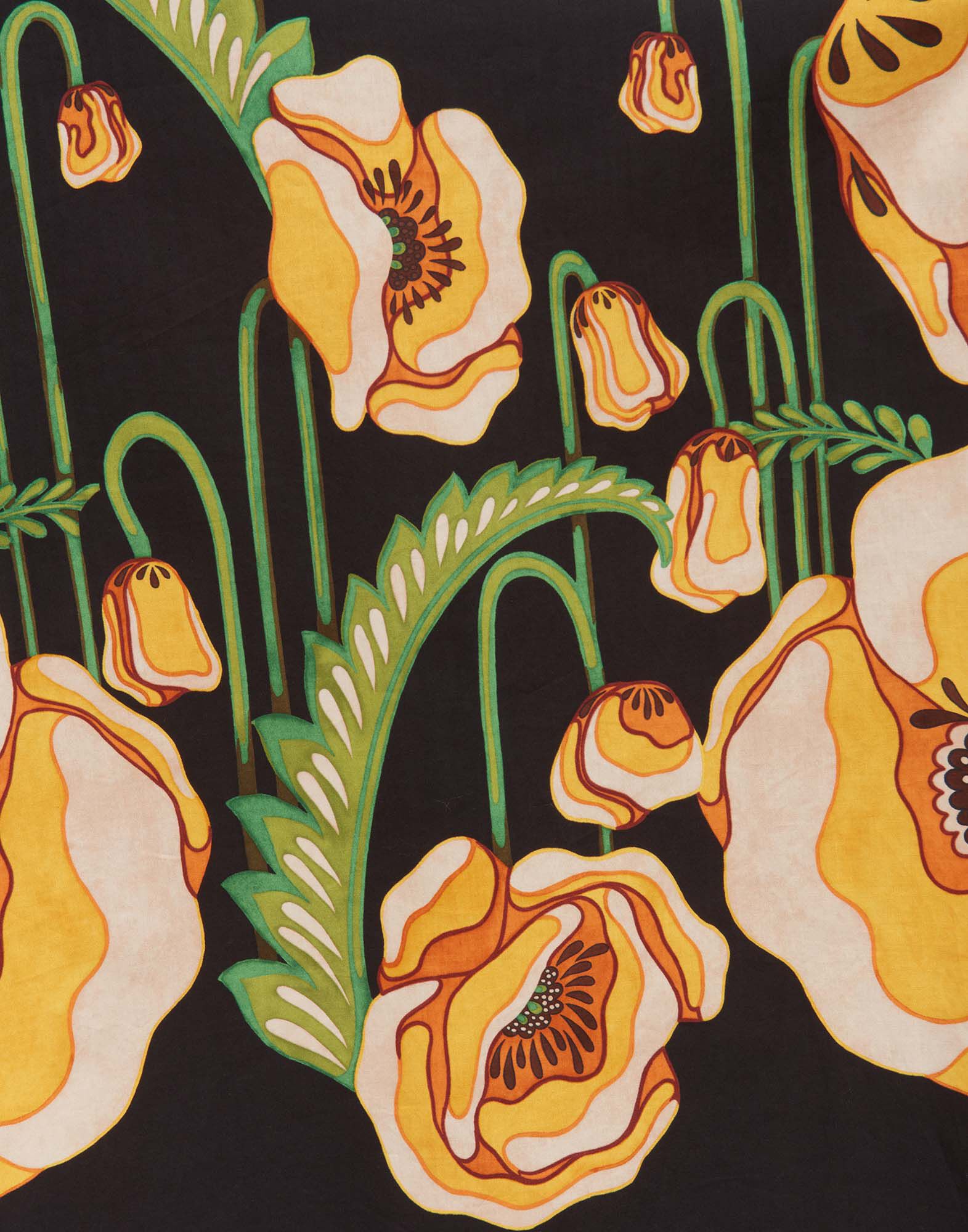 La DoubleJ Big Shirt Dress Poppies Black Plac&eacute;e DRE0280COT015PPP0002