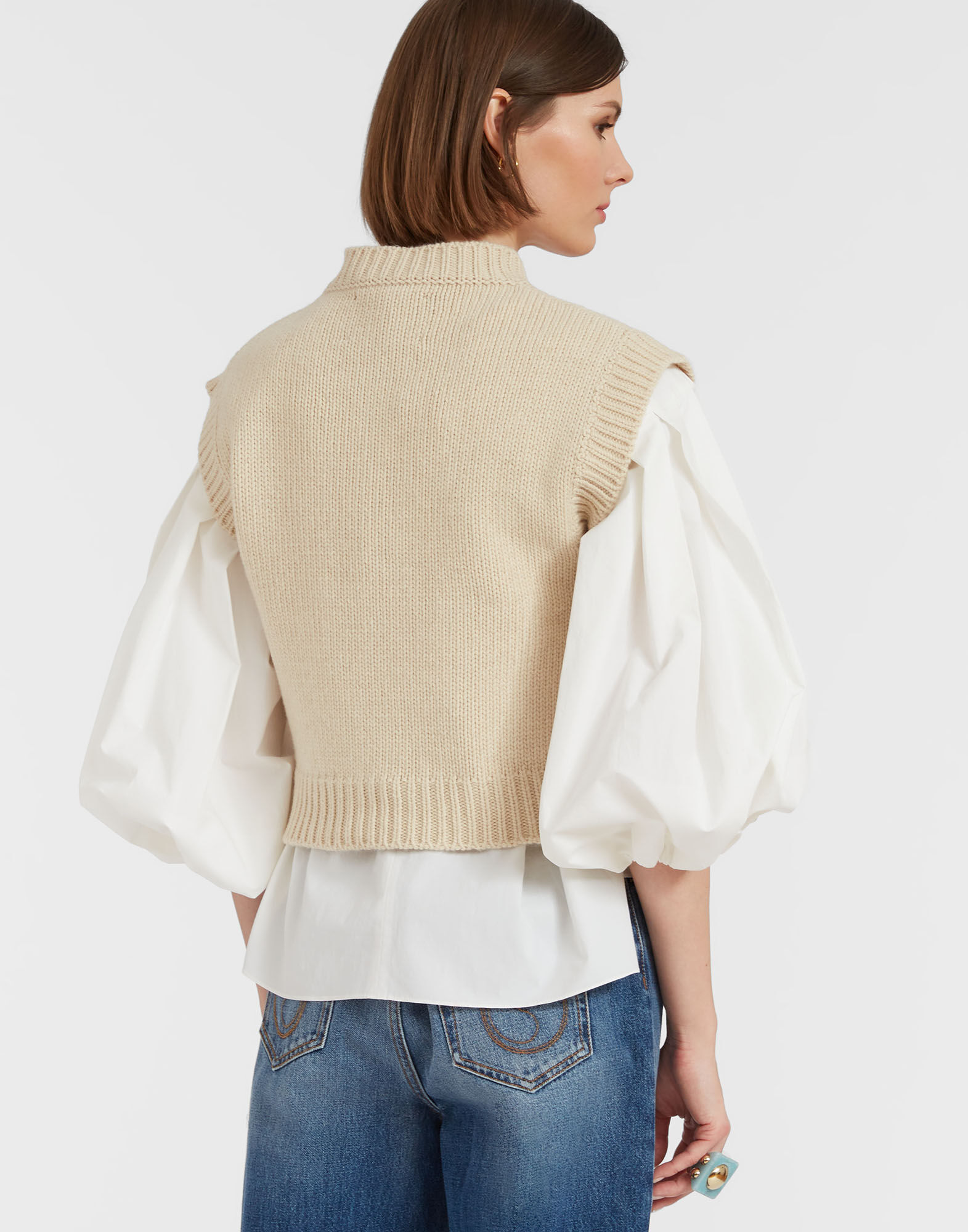 La DoubleJ Lampone Vest Beige PUL0178KNI093VA202WH04