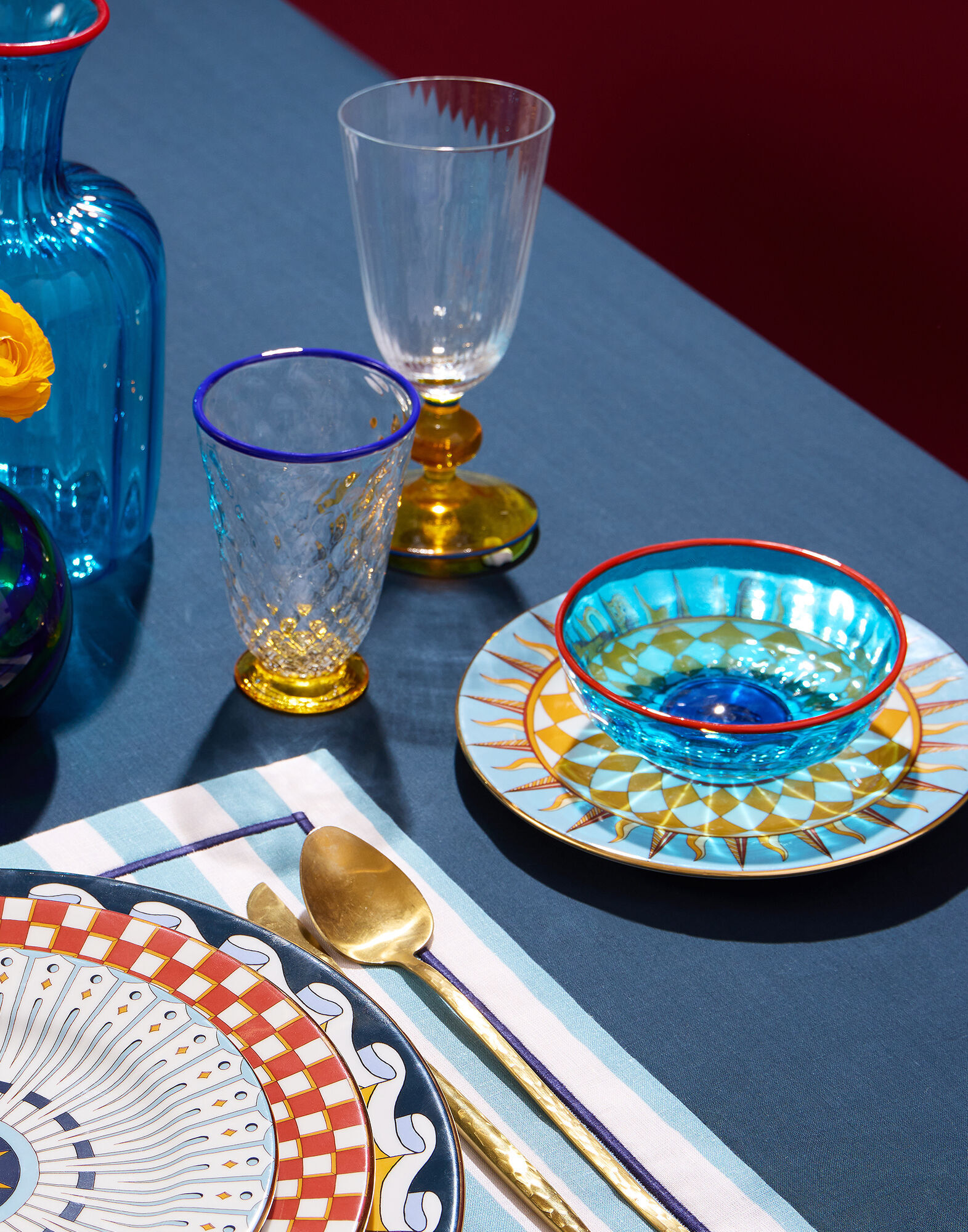 La DoubleJ Quilted Glasses Set Of 2 Yellow GLA0025MUR001QUI01YE02