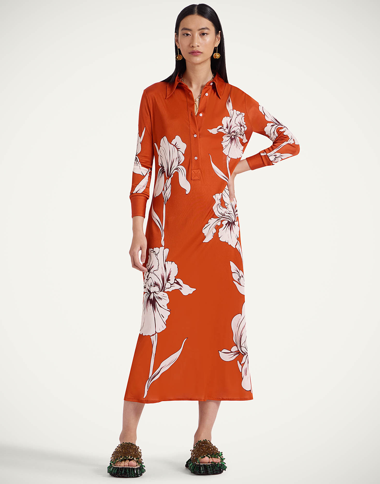 La DoubleJ Perry Street Dress Iris Plac&eacute;e Dark Orange DRE0807JER053IRS07OR03