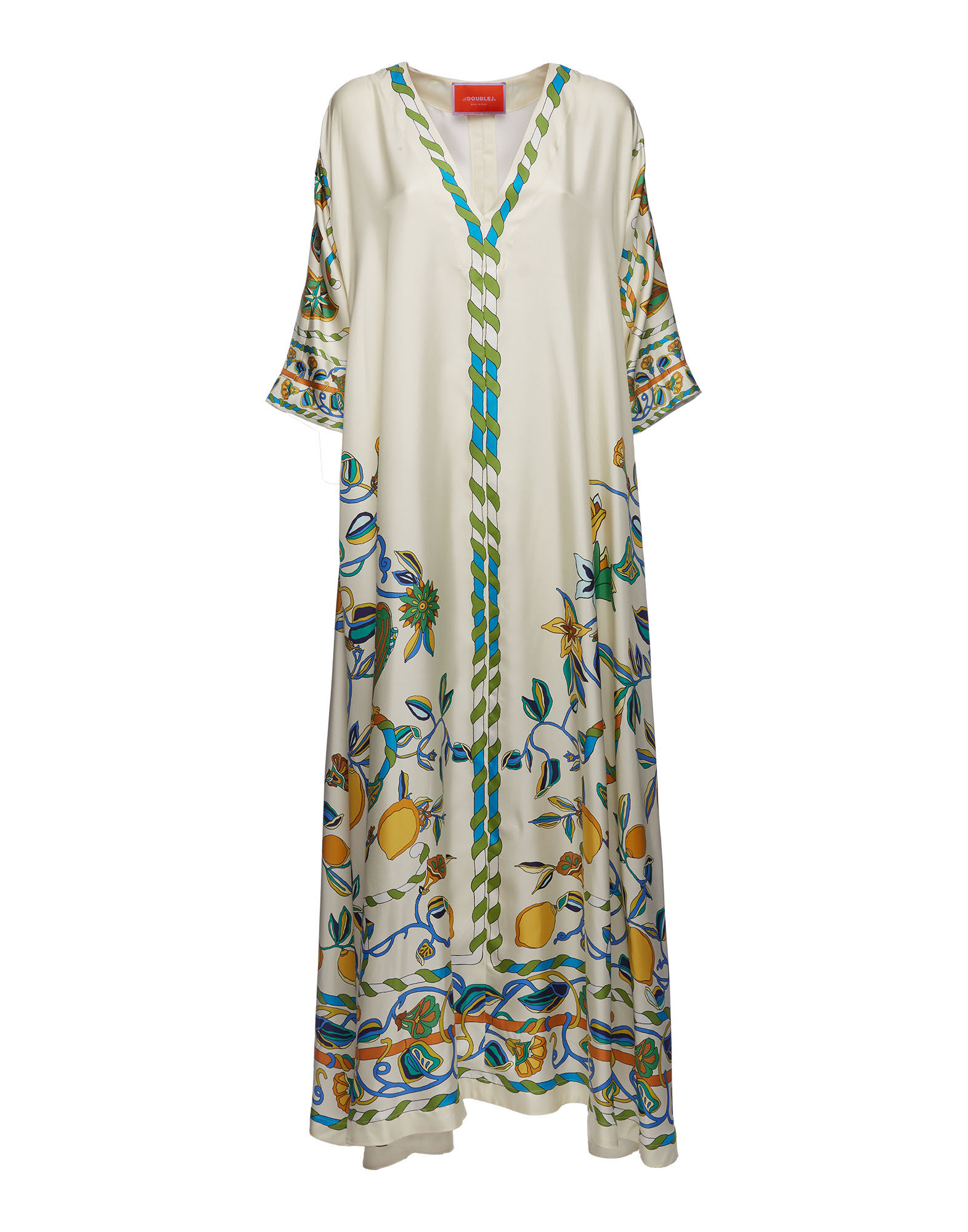 La DoubleJ Muumuu Dress Borboni Plac&eacute;e White DRE0225SIL006BRN03WH01