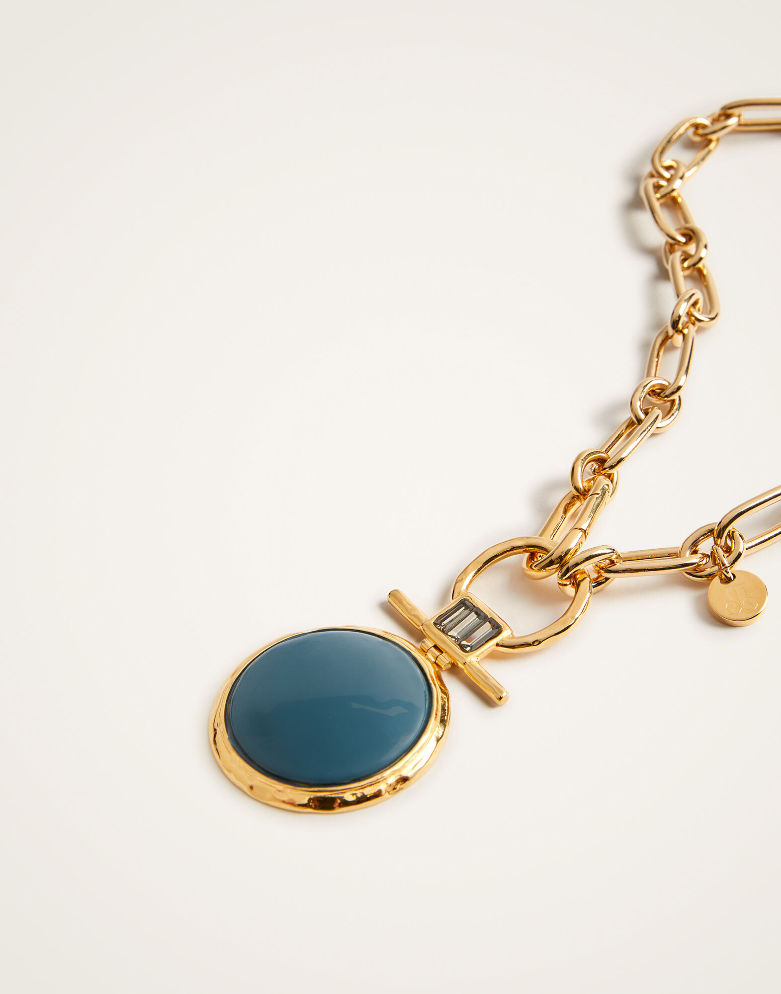 La DoubleJ Shen Loop Necklace 24k Gold Plate & Blue Enamel NEC0024BRA003SOLIDBU03