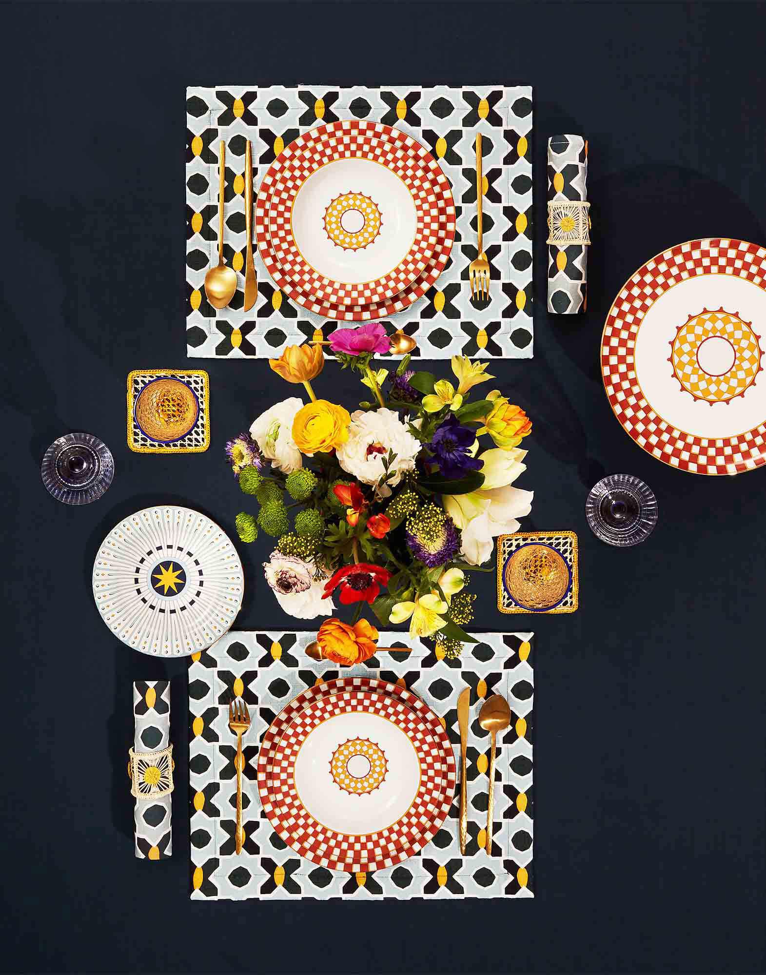 La DoubleJ Placemat Set Of 2 Plaza Small Light Blue PMT0001COT005PLA07BU01