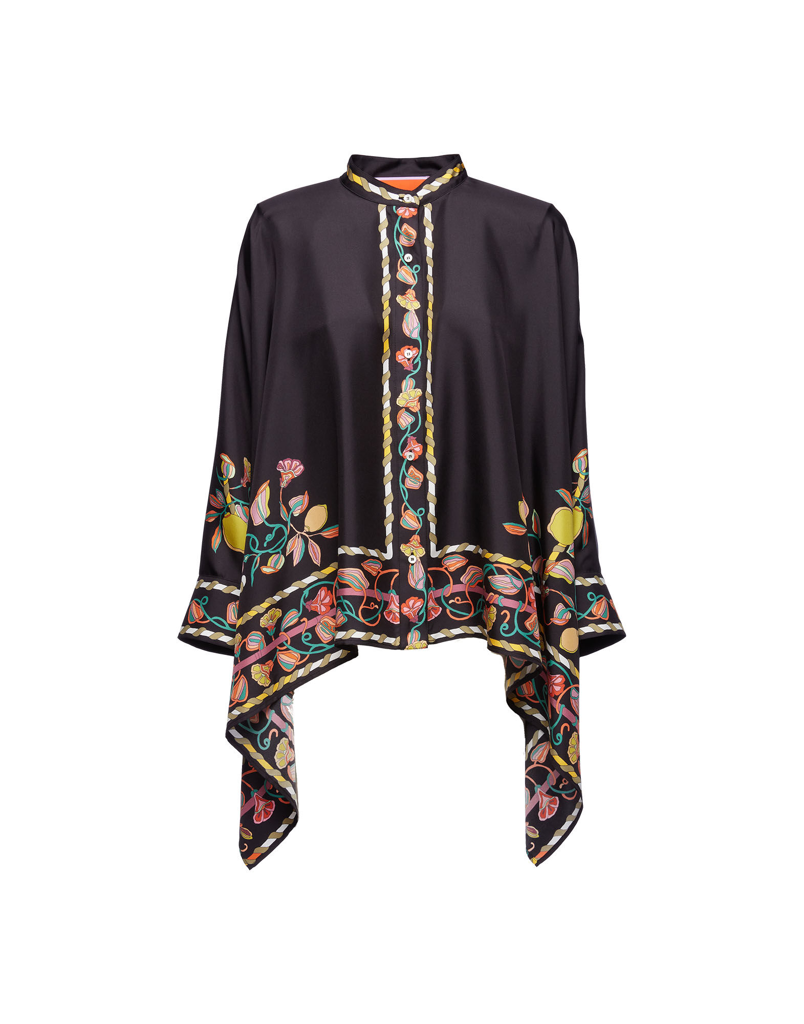 La DoubleJ Foulard Shirt Borboni Plac&eacute;e Nero SHI0059SIL006BRN02BL01