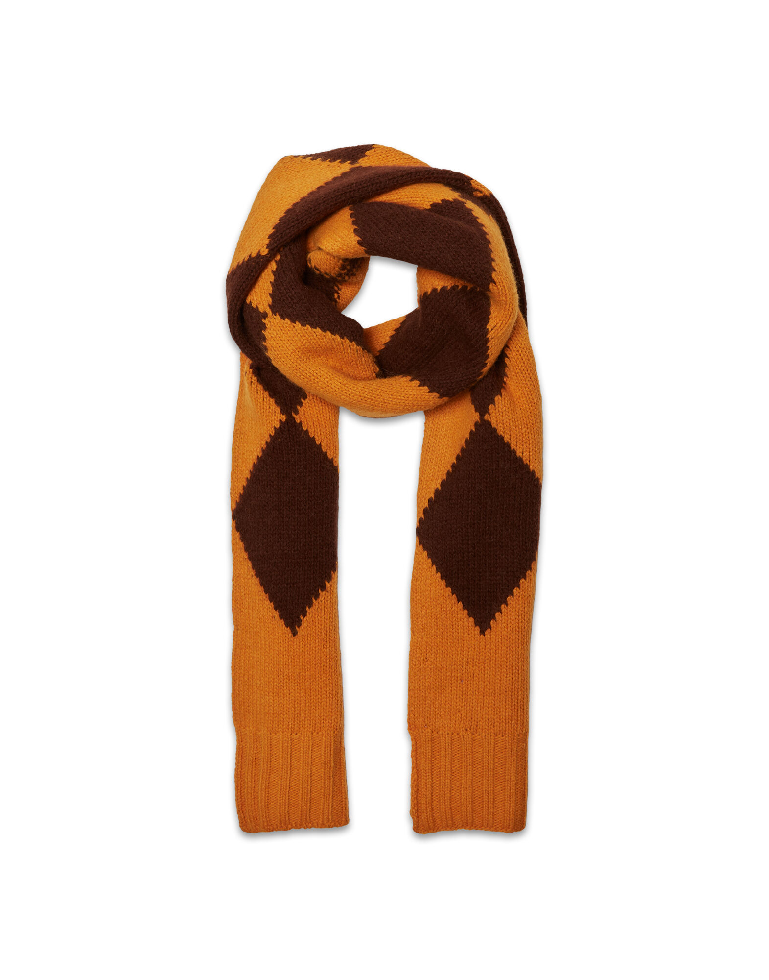 La DoubleJ Argyle Scarf Yellow / Brown SCA0029KNI064VAR0168