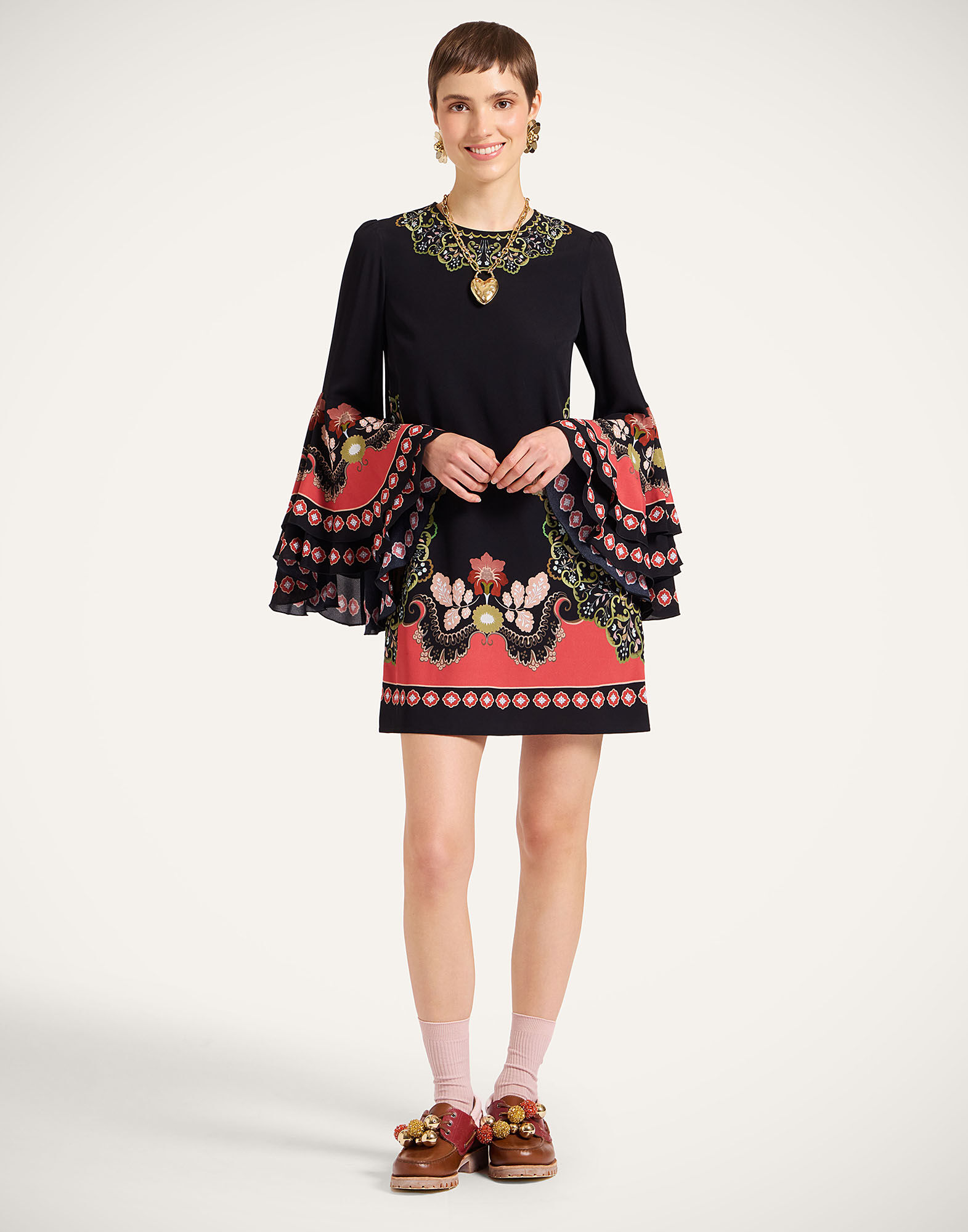 La DoubleJ Friday Dress Cornucopia Plac&eacute;e Black DRE1000VIS028CRN03BL01