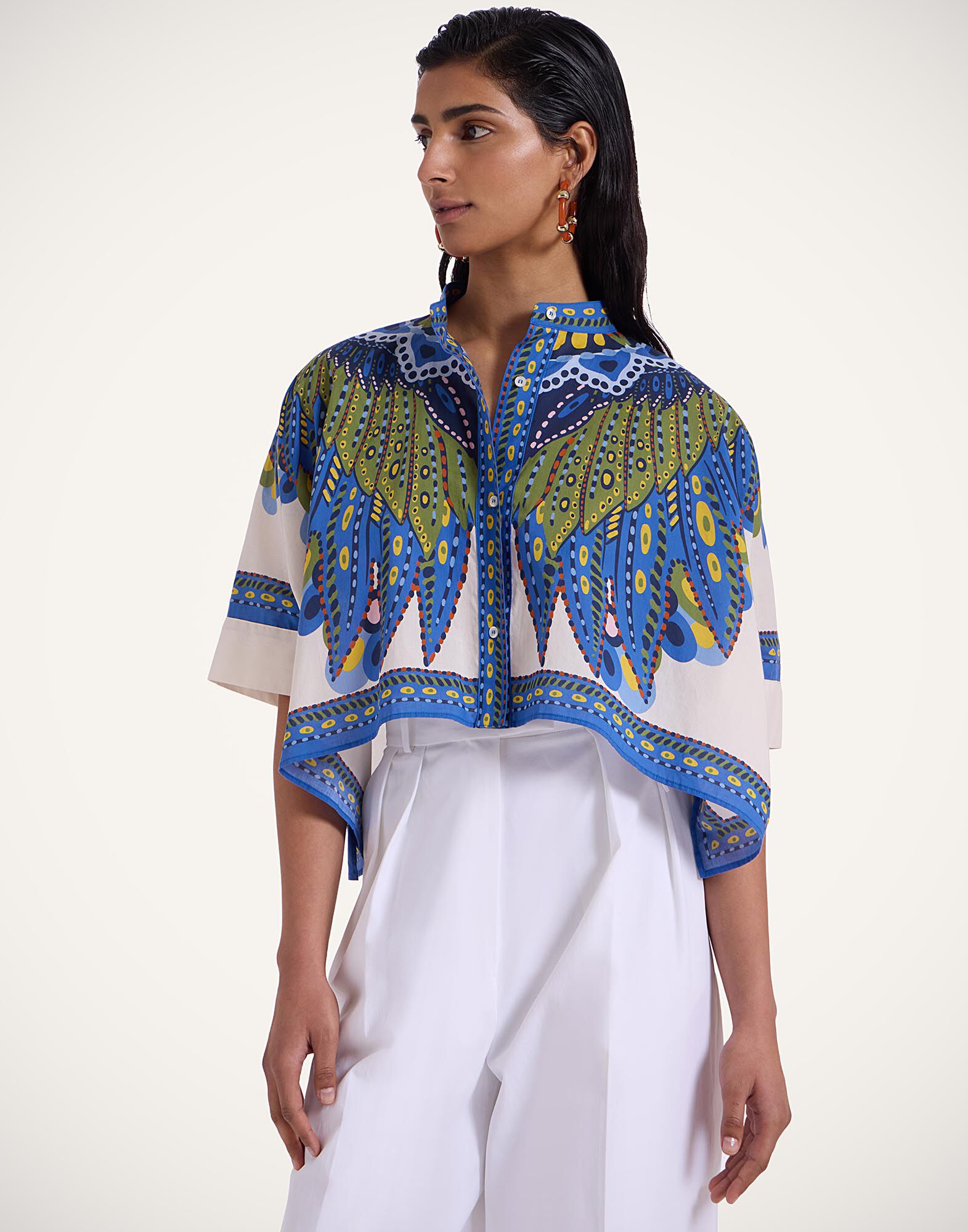 La DoubleJ Mini Foulard Shirt Chakra Plac&eacute;e Multicolor SHI0091COT056CHA05MU01