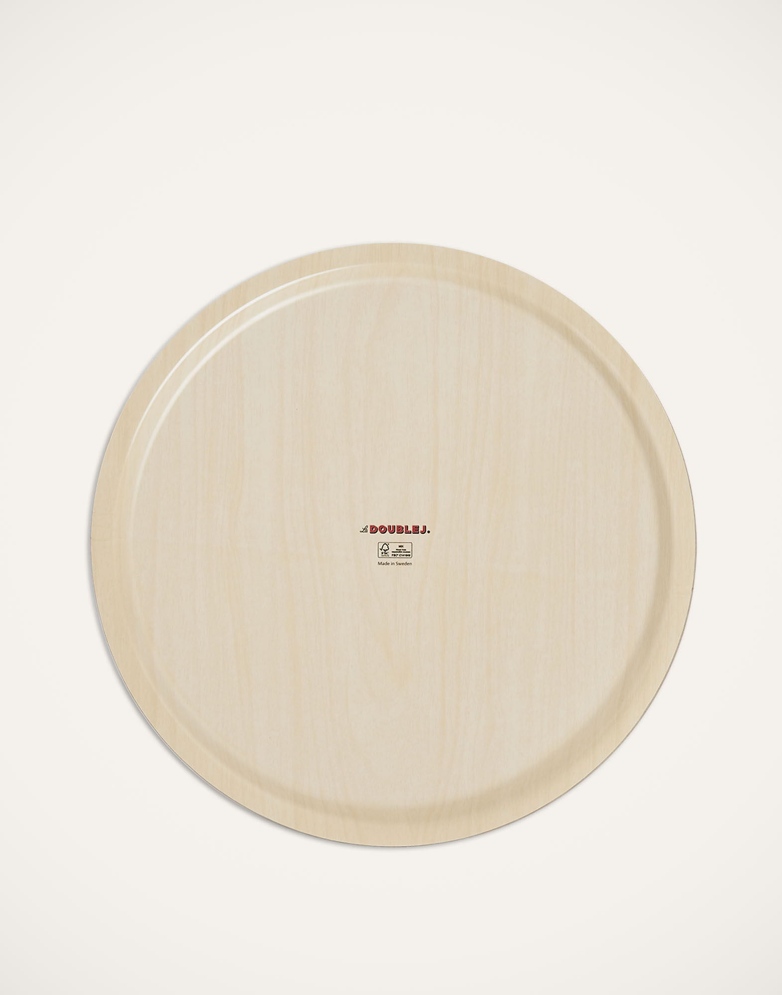 La DoubleJ Round Printed Tray Cherries Avorio TRA0002WOD001CHY0005