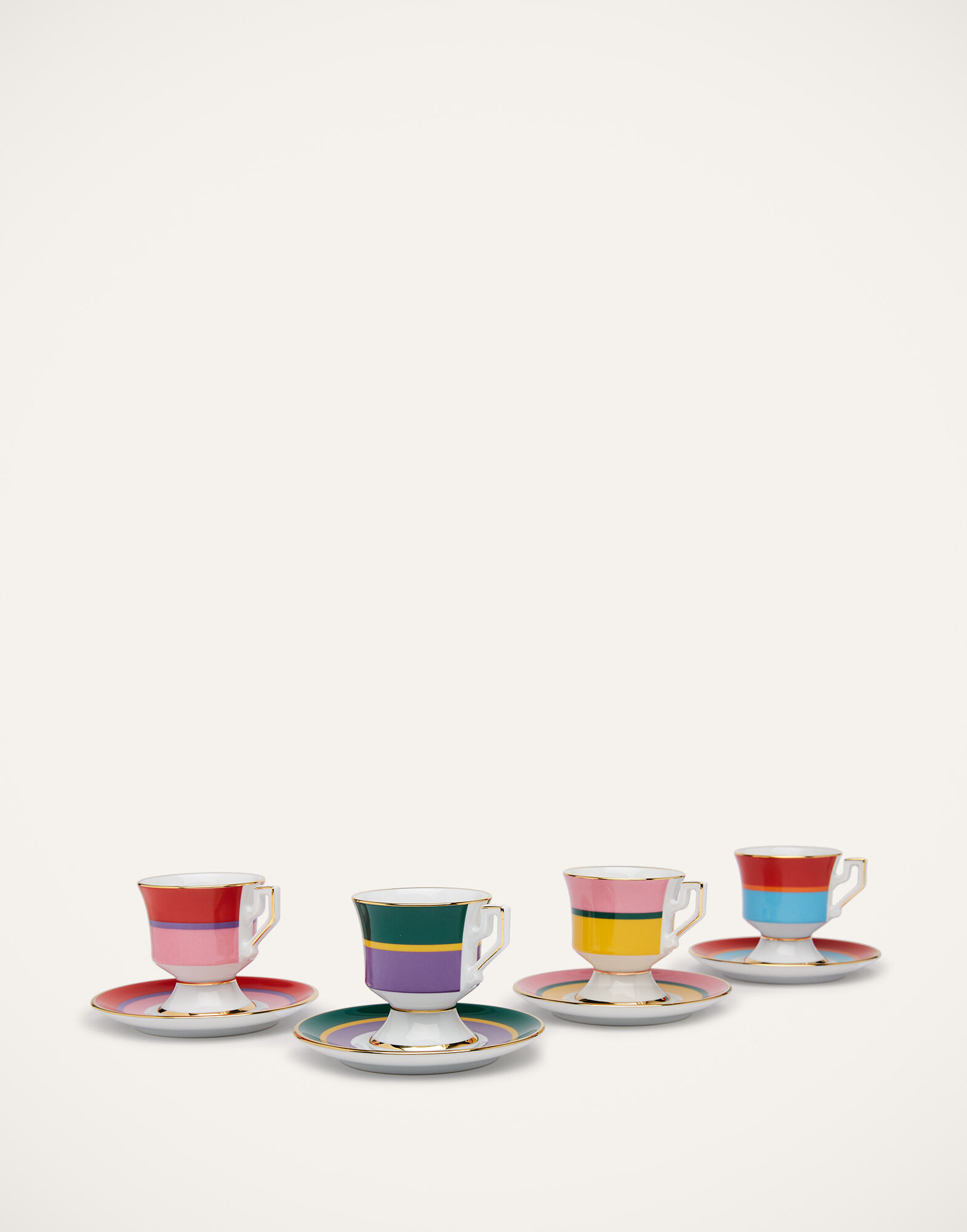 La DoubleJ Espresso Cup & Saucer Set of 4 Rainbow Mix DIS0042CER001RAI0011