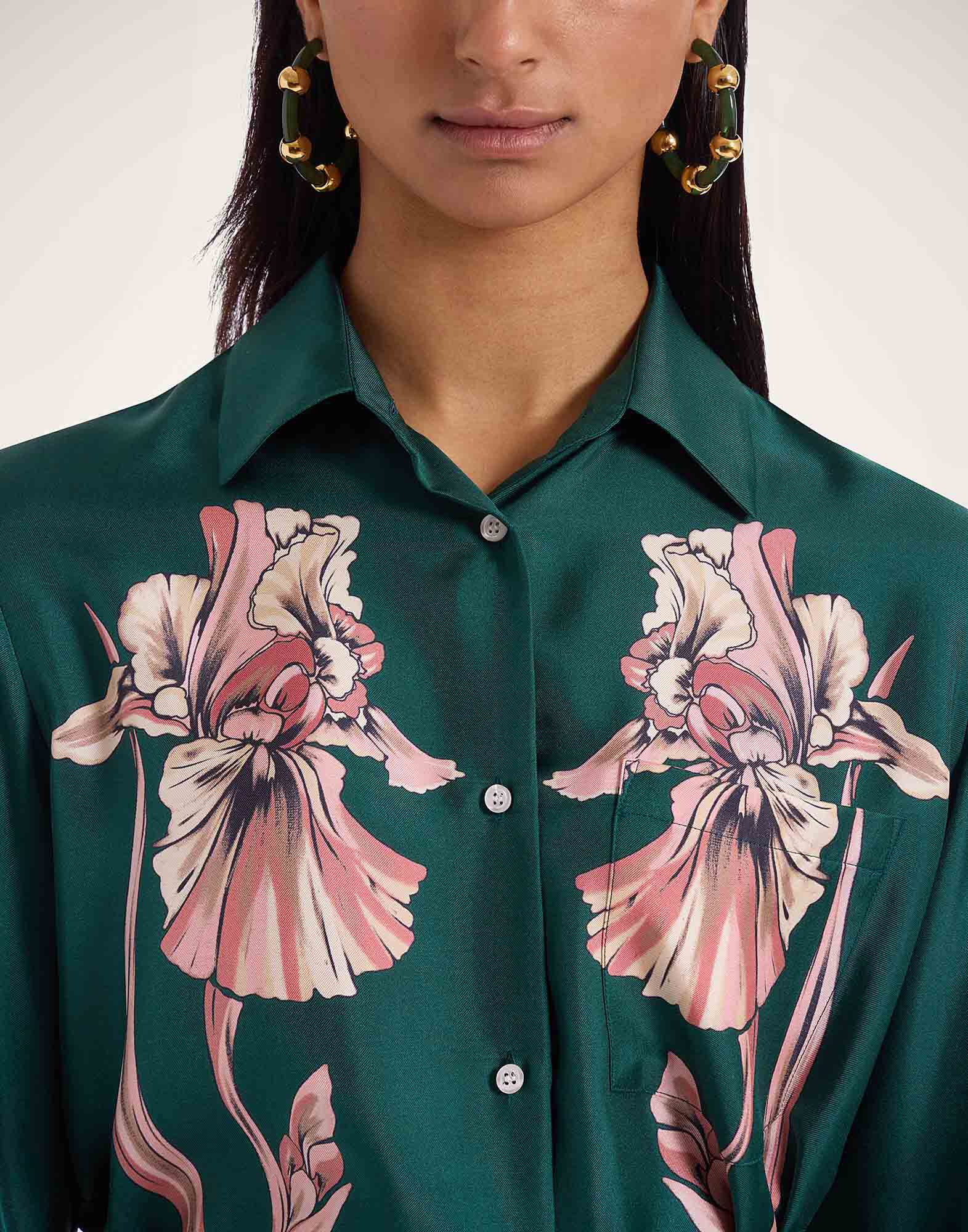 La DoubleJ Boy Shirt Iris Plac&eacute;e Dark Green SHI0040SIL006IRS07GR03