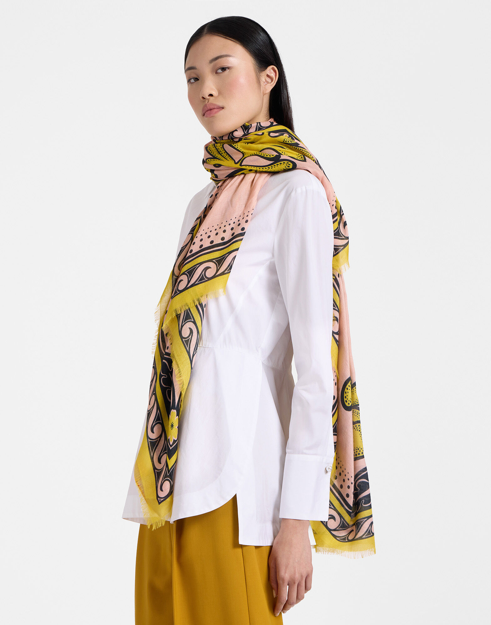 La DoubleJ Foulard 140 Herald Fuchsia SCA0060MOS001ALD01PI03