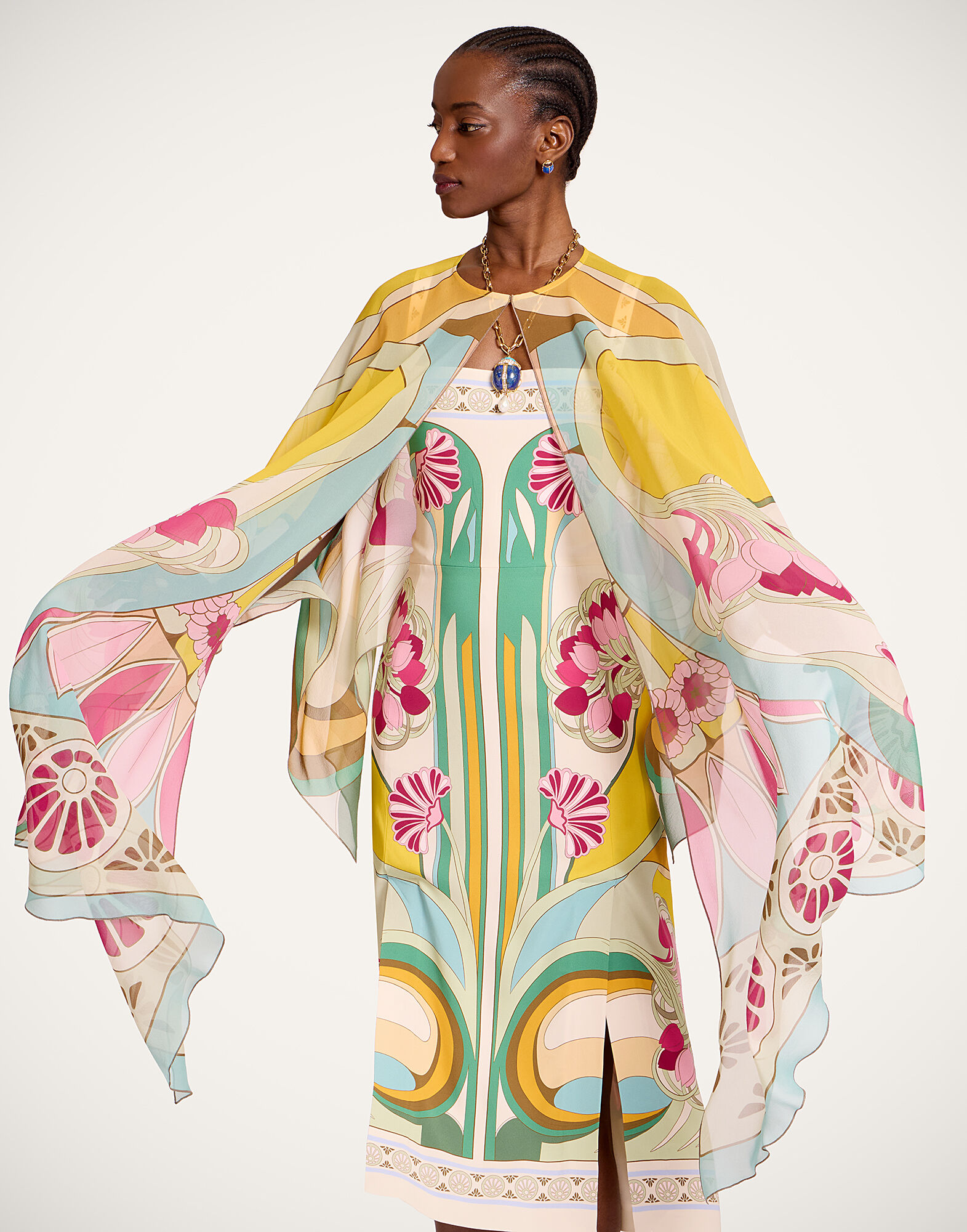 La DoubleJ Maria Cape Tulip Plac&eacute;e Green SCA0092SIL014TUL07GR02