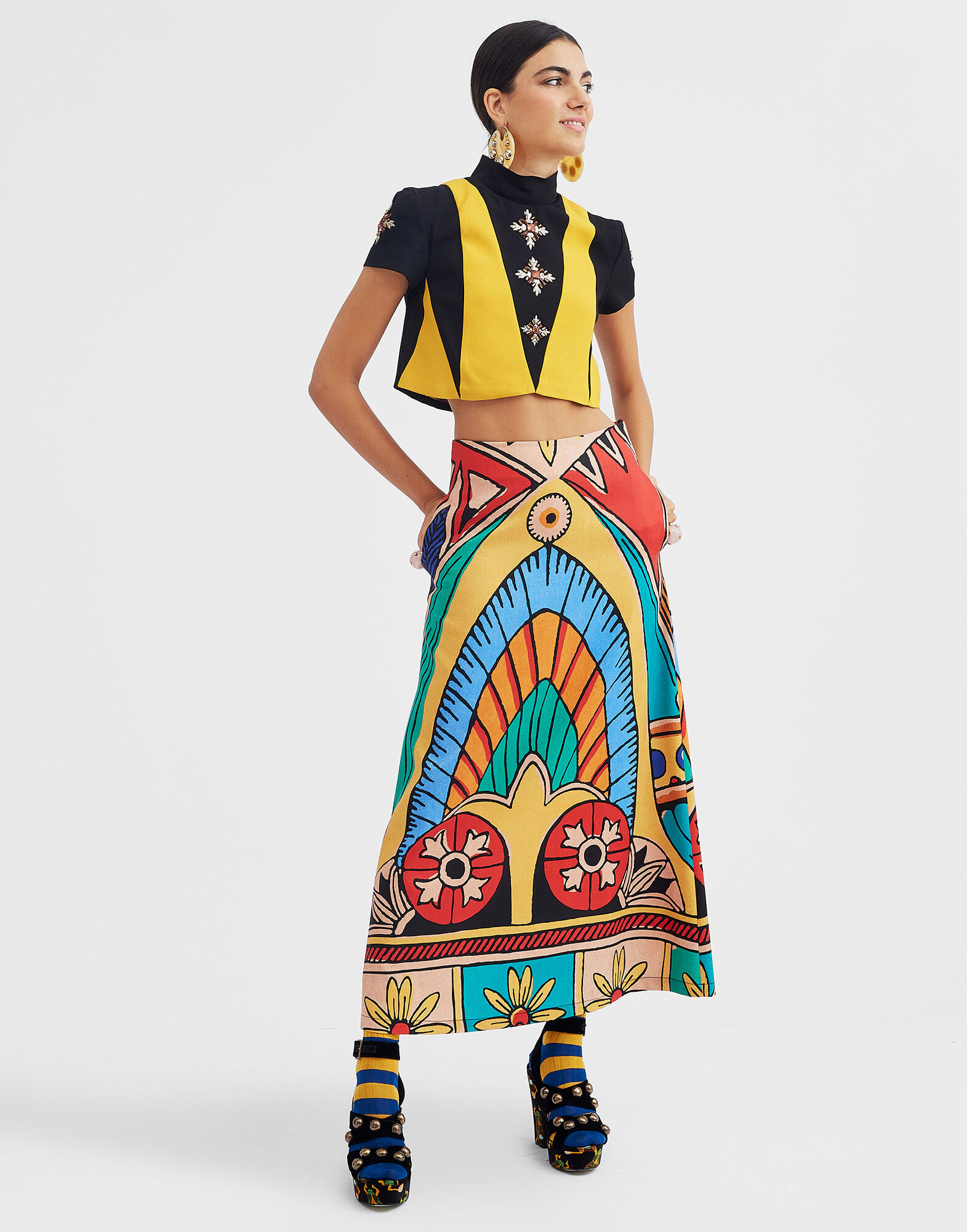 La DoubleJ A-Long Skirt Philae Plac&eacute;e SKI0018CAD001PHI01MU01