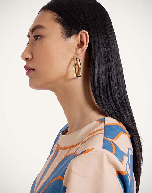 La DoubleJ Portal Hoops 24k Gold Plate EAR0053BRA003SOLIDYE05