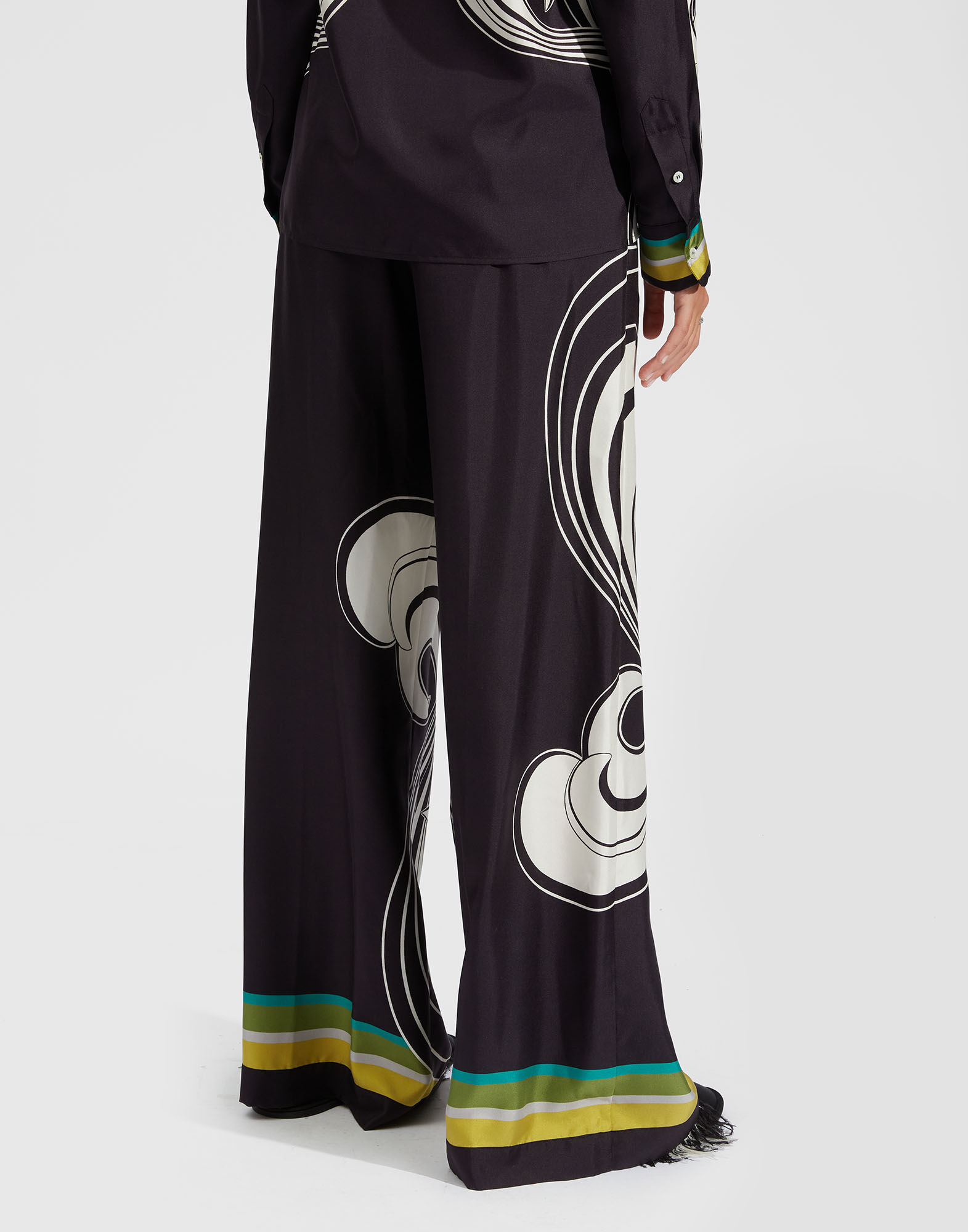 La DoubleJ Palazzo Pants Rainbow Swirl B&W Plac&eacute;e TRO0026SIL006RAS0001