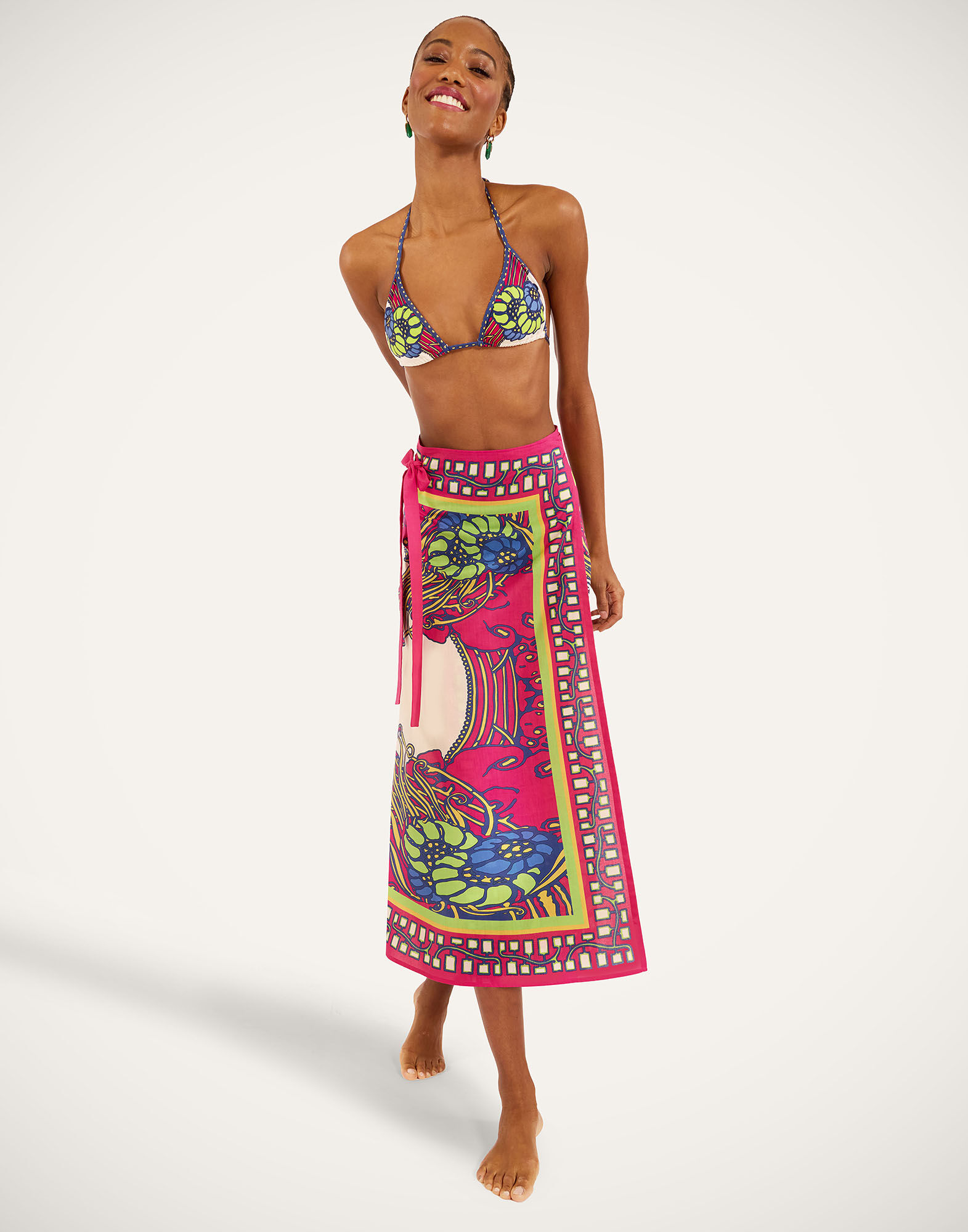 La DoubleJ Sarong Skirt Lemuria Plac&eacute;e Pink SKI0122COT056LEM02PI01