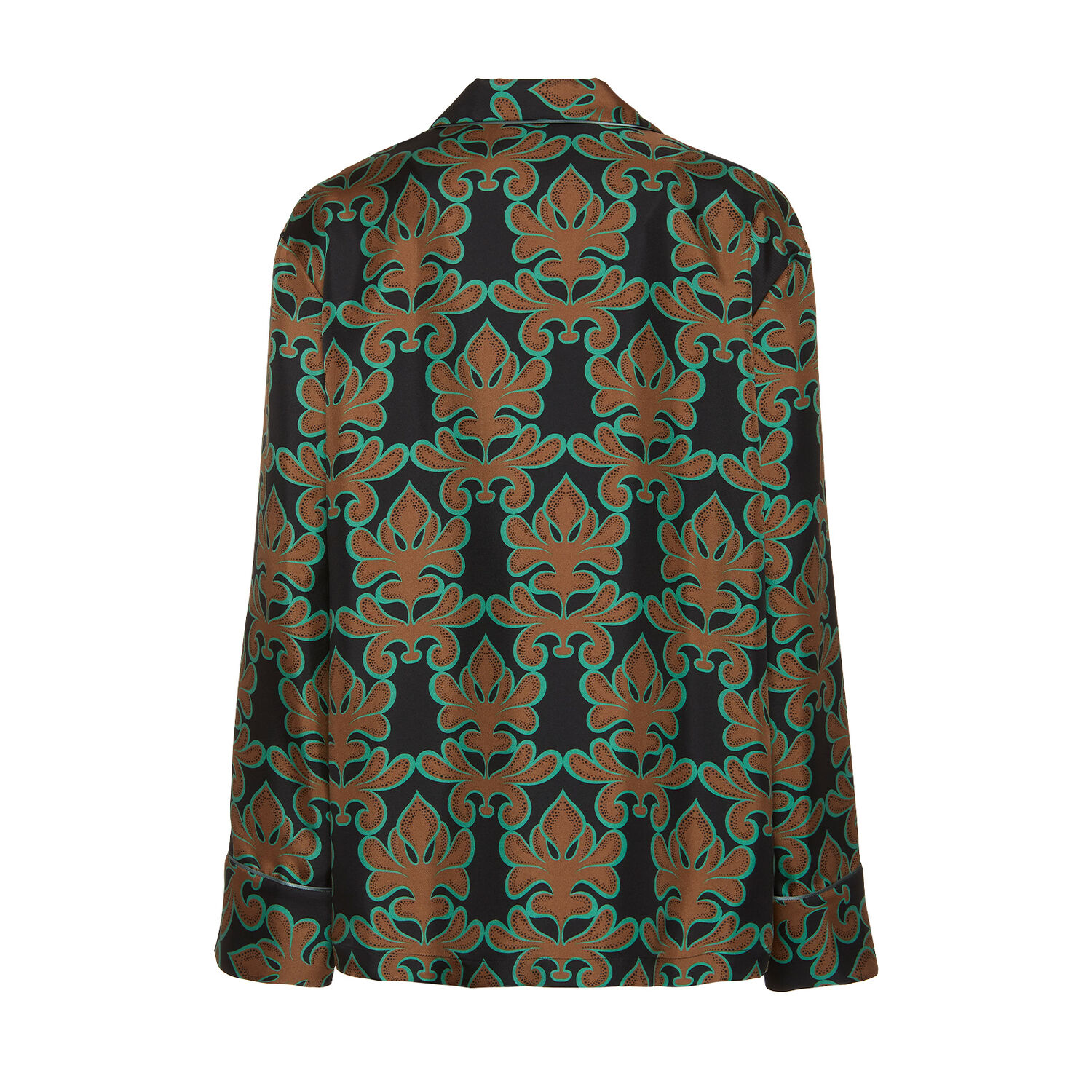 La Doublej La Double J Pajama Printed Silk-satin Shirt In Herald Black