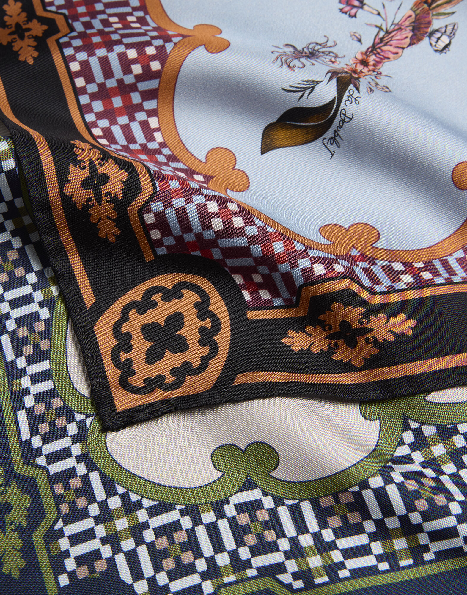 La DoubleJ Foulard 45 Mariposa Plac&eacute;e Celeste SCA0065SIL006MAR07BU12