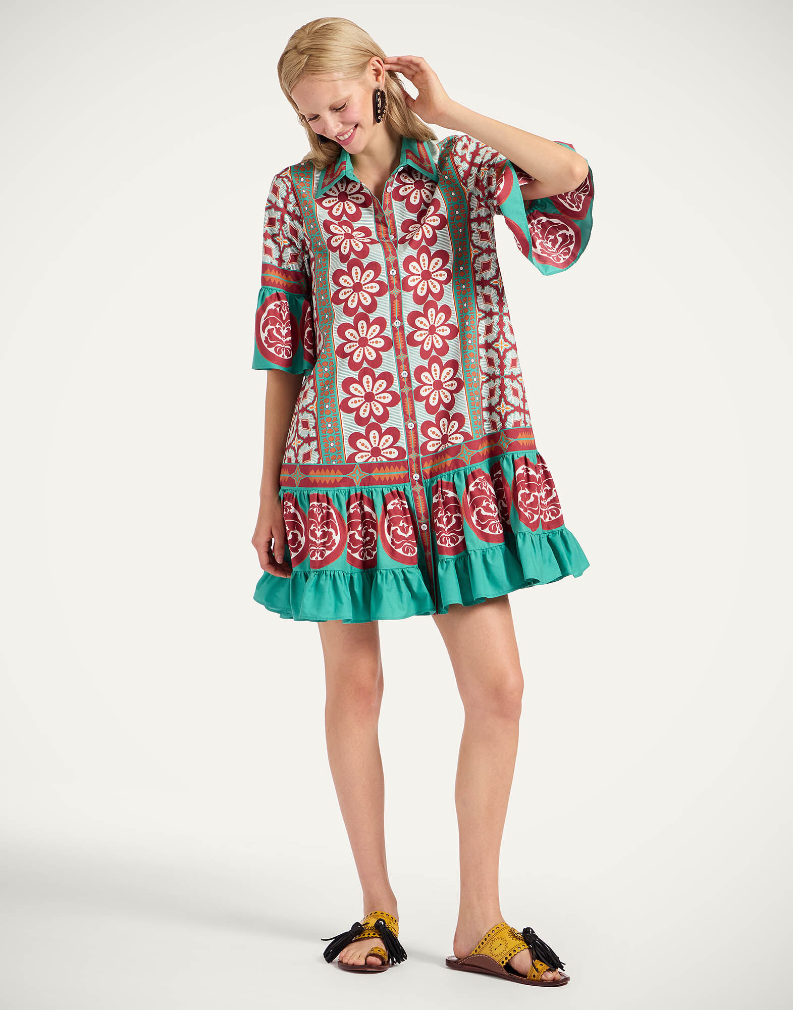 La DoubleJ Choux Dress Pagoda Plac&eacute;e Rust DRE0205COT015PAG01OR04