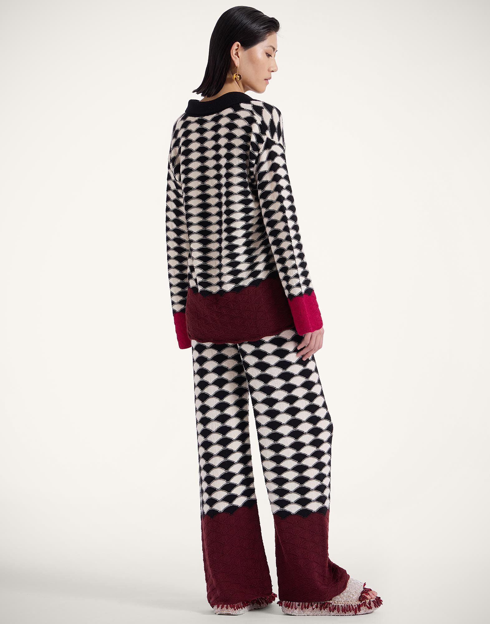 La DoubleJ Lounge Pants Multicolor Black & White TRO0160KNI155VA351BL03