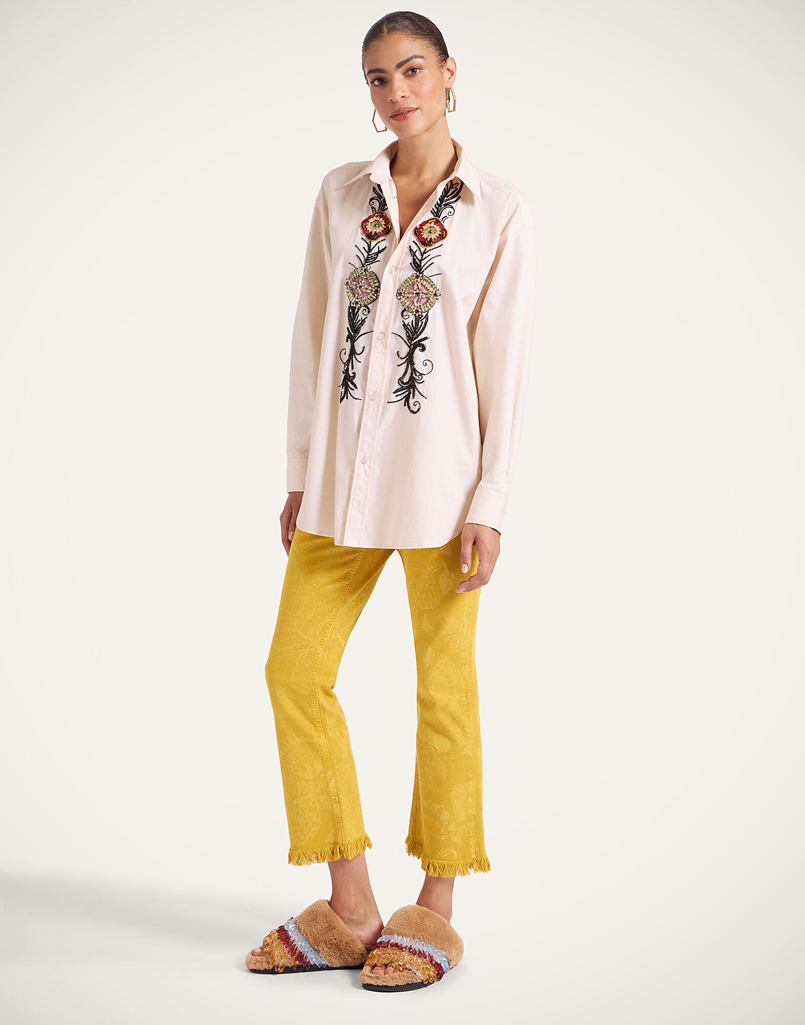 La DoubleJ Fancy Crop Jeans Sicomore Yellow TRO0108DEN001SIC03OR06