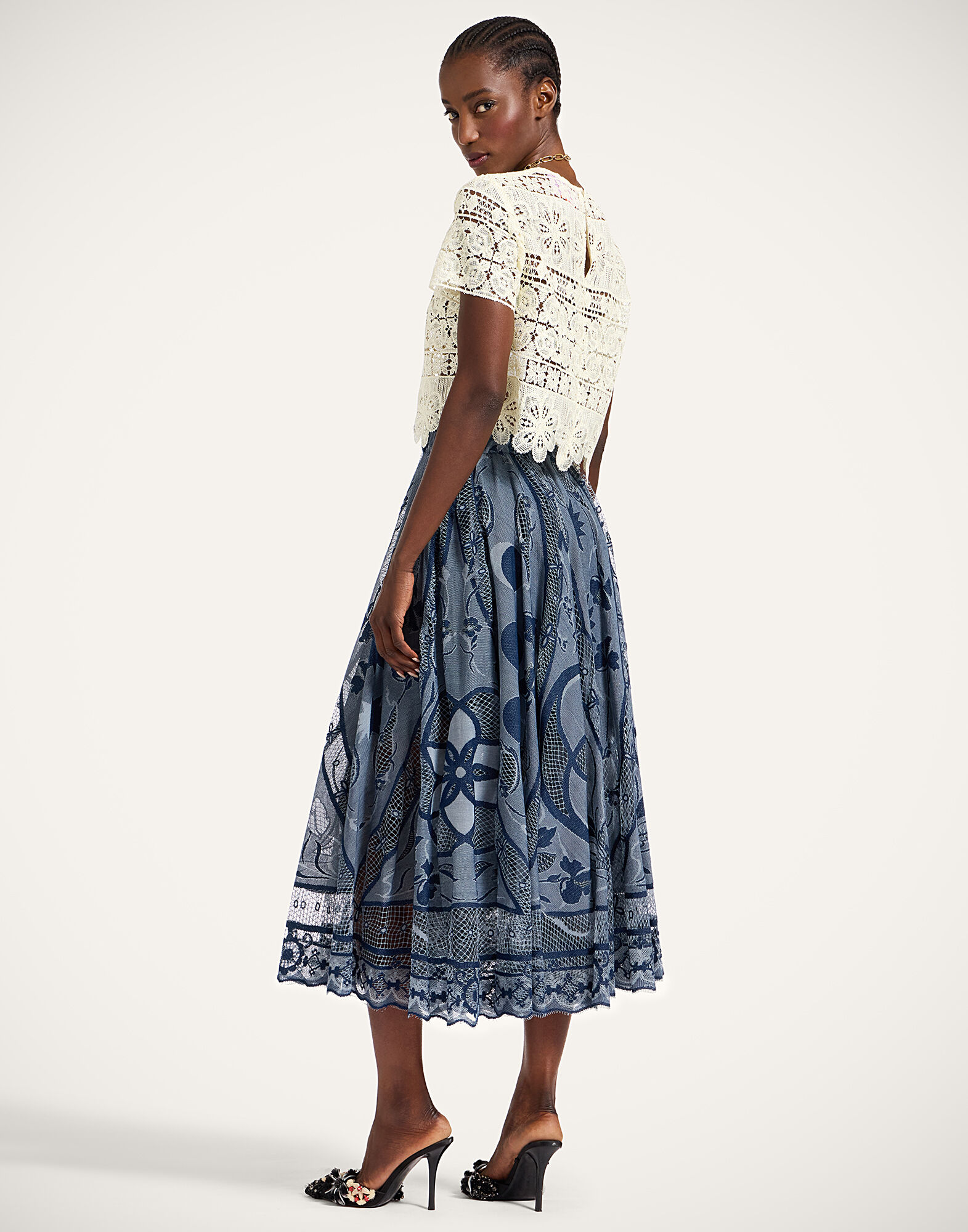 La DoubleJ Dutchess Skirt Starlight Navy SKI0146EMB082STL02BU06