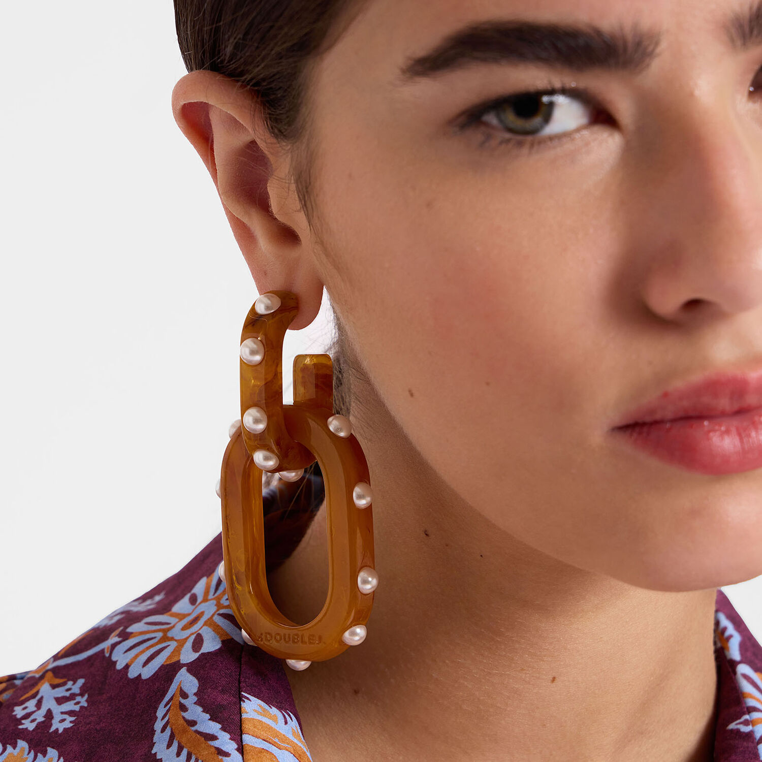 Shop La Doublej Nefertiti Double Earrings In Solid Rust