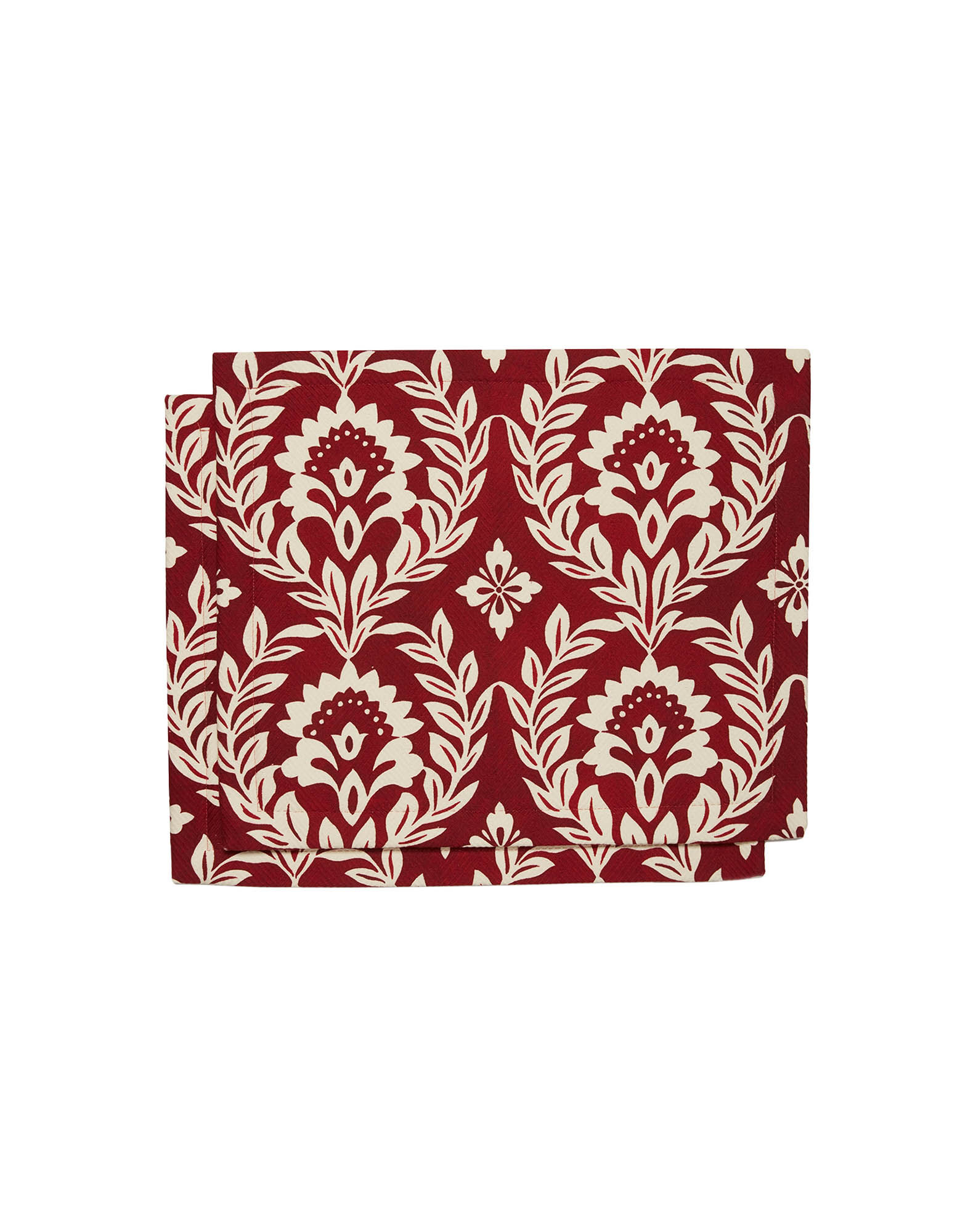 La DoubleJ Herringbone Placemat Set of 2 Garland Bordeaux TBM0001COT040GRL0012