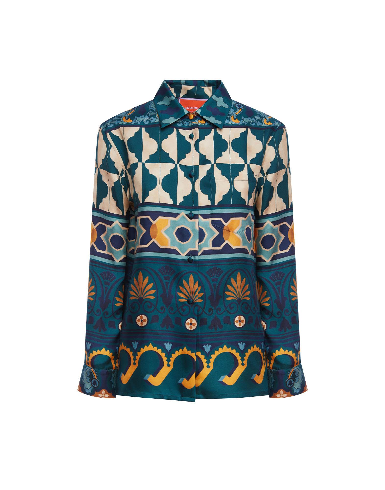 La DoubleJ Boy Shirt Casareale Plac&egrave;e Emerald SHI0001SIL001REA01GR04