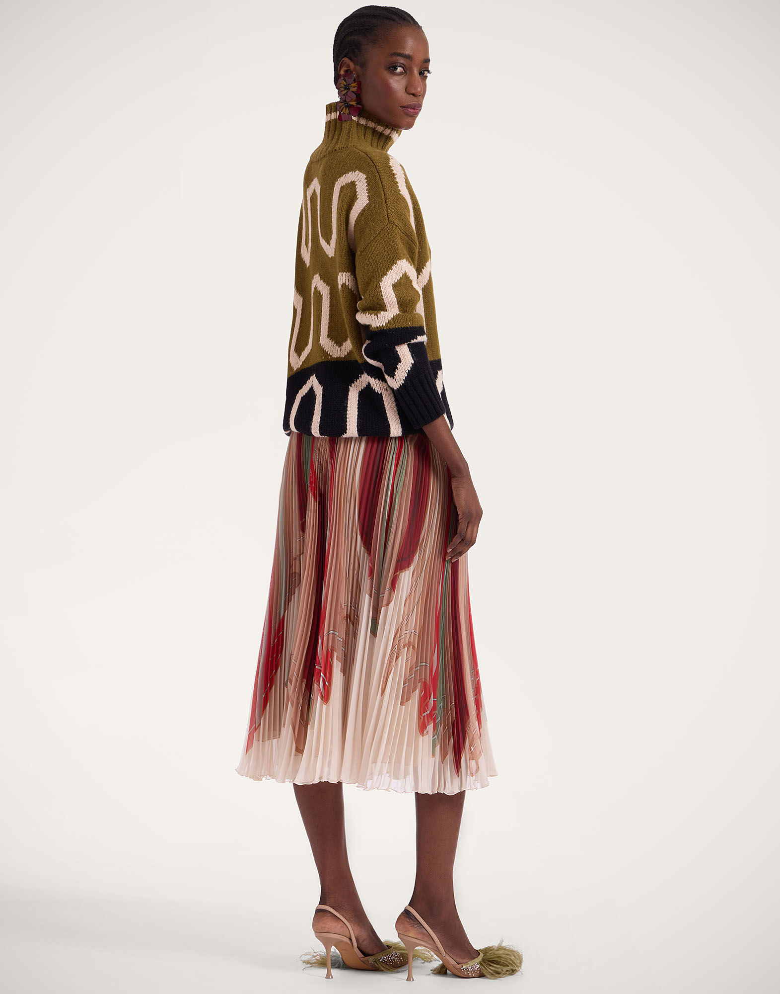 La DoubleJ Supremes Skirt Twist Plac&eacute;e Multicolor SKI0074CHF004TWI01MU01