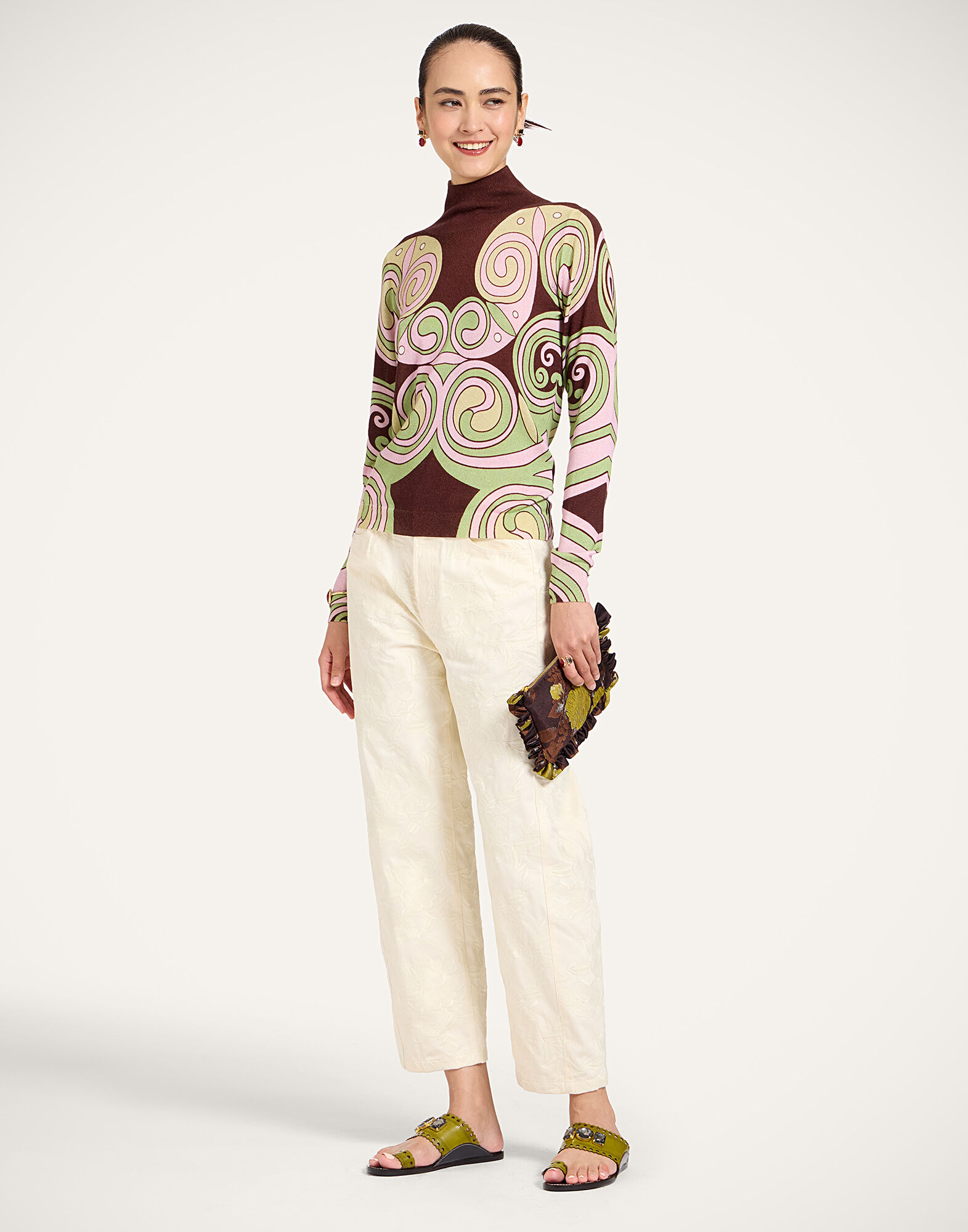 La DoubleJ Silky Turtleneck Kells Swirl Plac&eacute;e Burgundy PUL0302KNI172VA513RE07