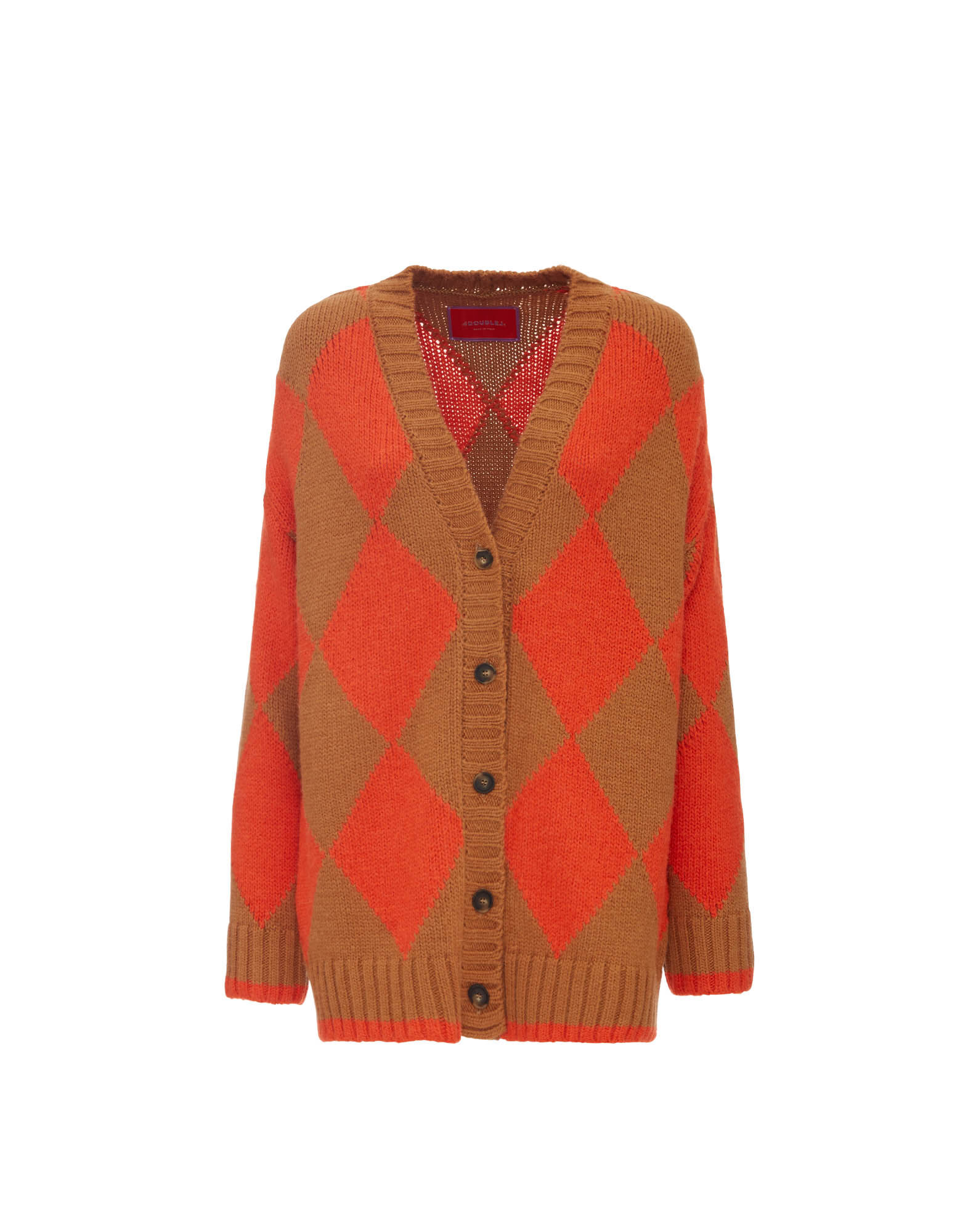 Argyle Cardigan in Camel & Orange for Women | La DoubleJ US