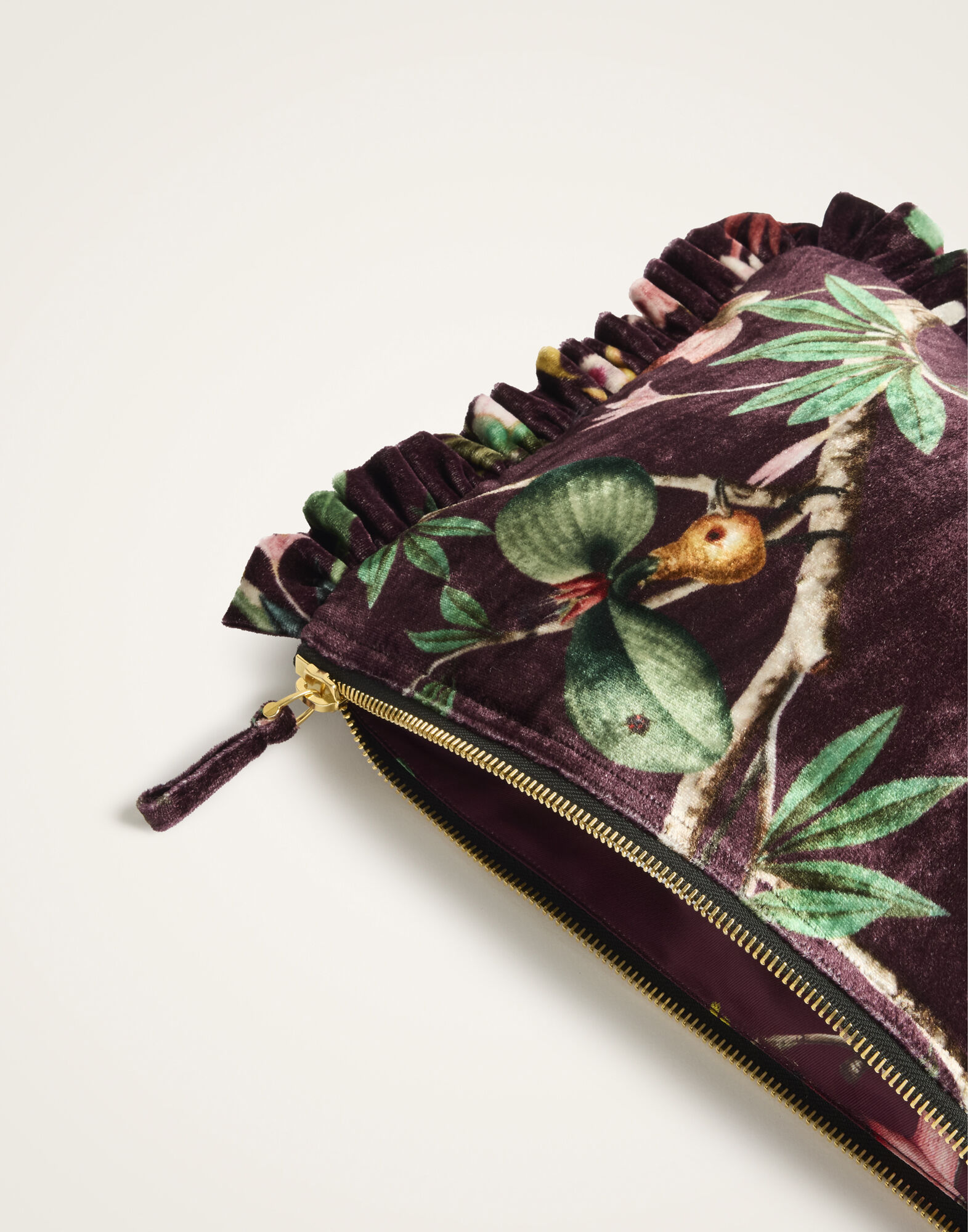 La DoubleJ Hand Pochette Zooflora Burgundy BAG0059VEL001ZOF02RE02