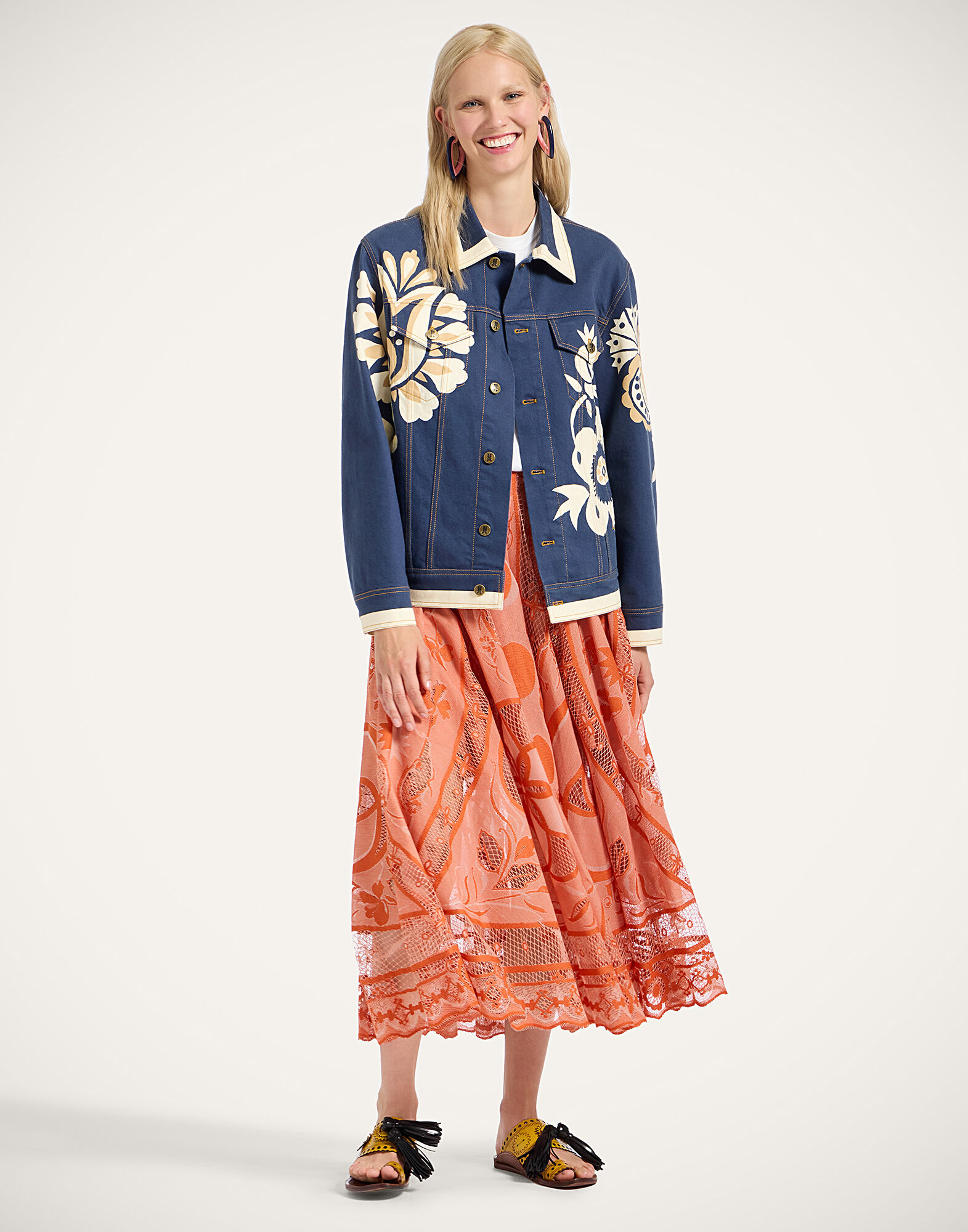 La DoubleJ Dutchess Skirt Starlight Dark Orange SKI0146EMB082STL02OR03