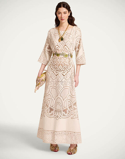 La DoubleJ Lacey Muumuu Dress Solid White Smoke DRE0632EMB006SOLIDWH02