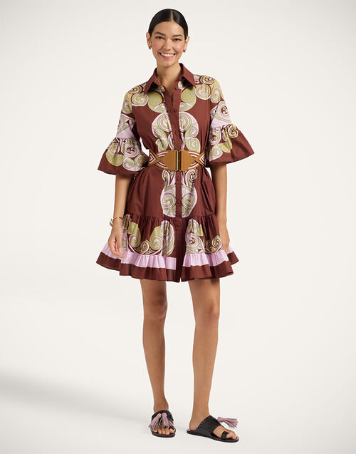 La DoubleJ Choux Dress Kells Swirl Plac&eacute;e Burgundy DRE0205COT097KLS01RE07