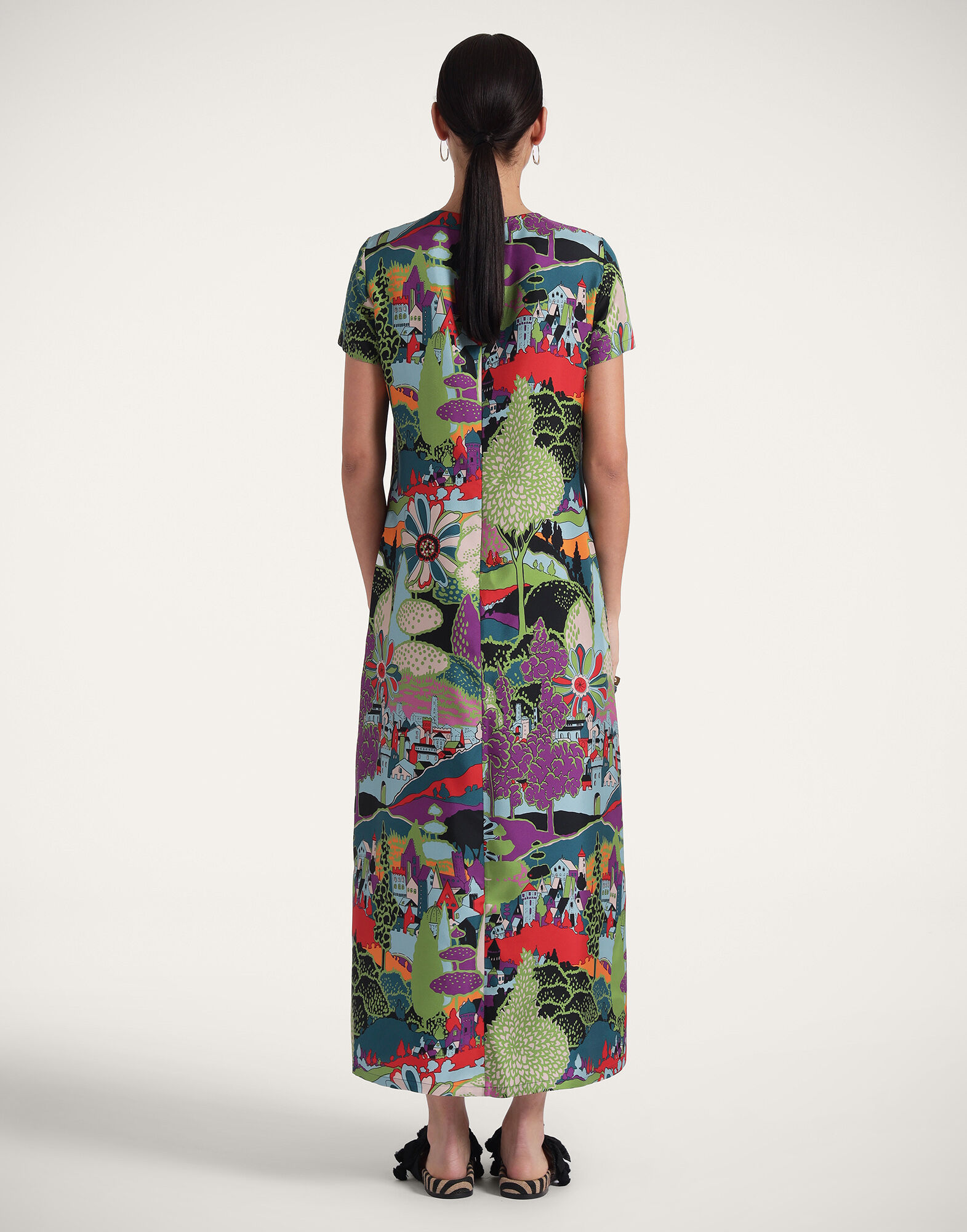 La DoubleJ Swing Dress Paesaggio DRE0001SIL001PAE0001