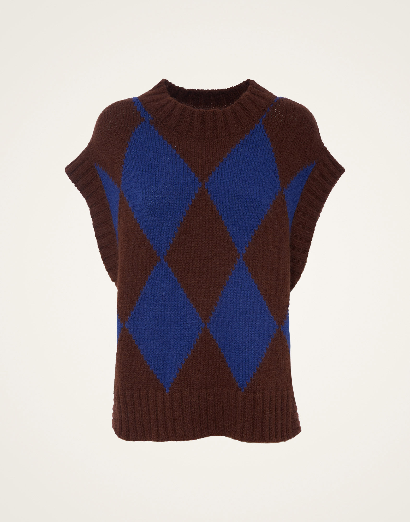 La DoubleJ Argyle Gilet Bordeaux/Blue TOP0077KNI064VAR0124