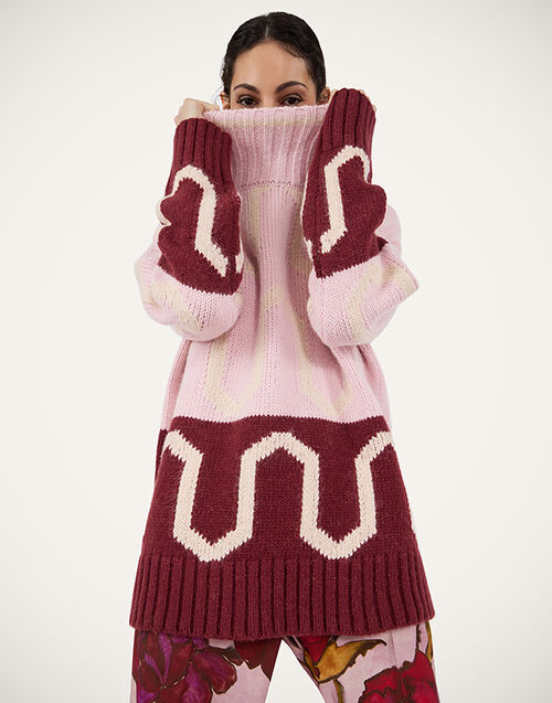 La DoubleJ Comber Turtleneck Multicolor Pink & Burgundy PUL0225KNI134VA450PI07