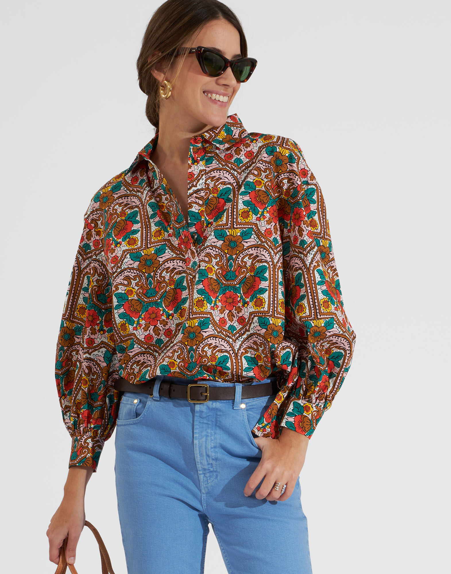 La DoubleJ Poet Shirt Corte White SHI0055COT039CRT02OR04