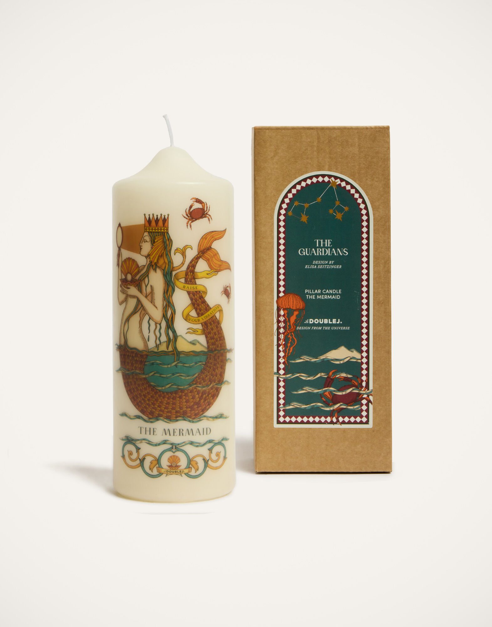 La DoubleJ Printed Pillar Candle The Mermaid Multicolor CAN0011WAX001MRM01MU01